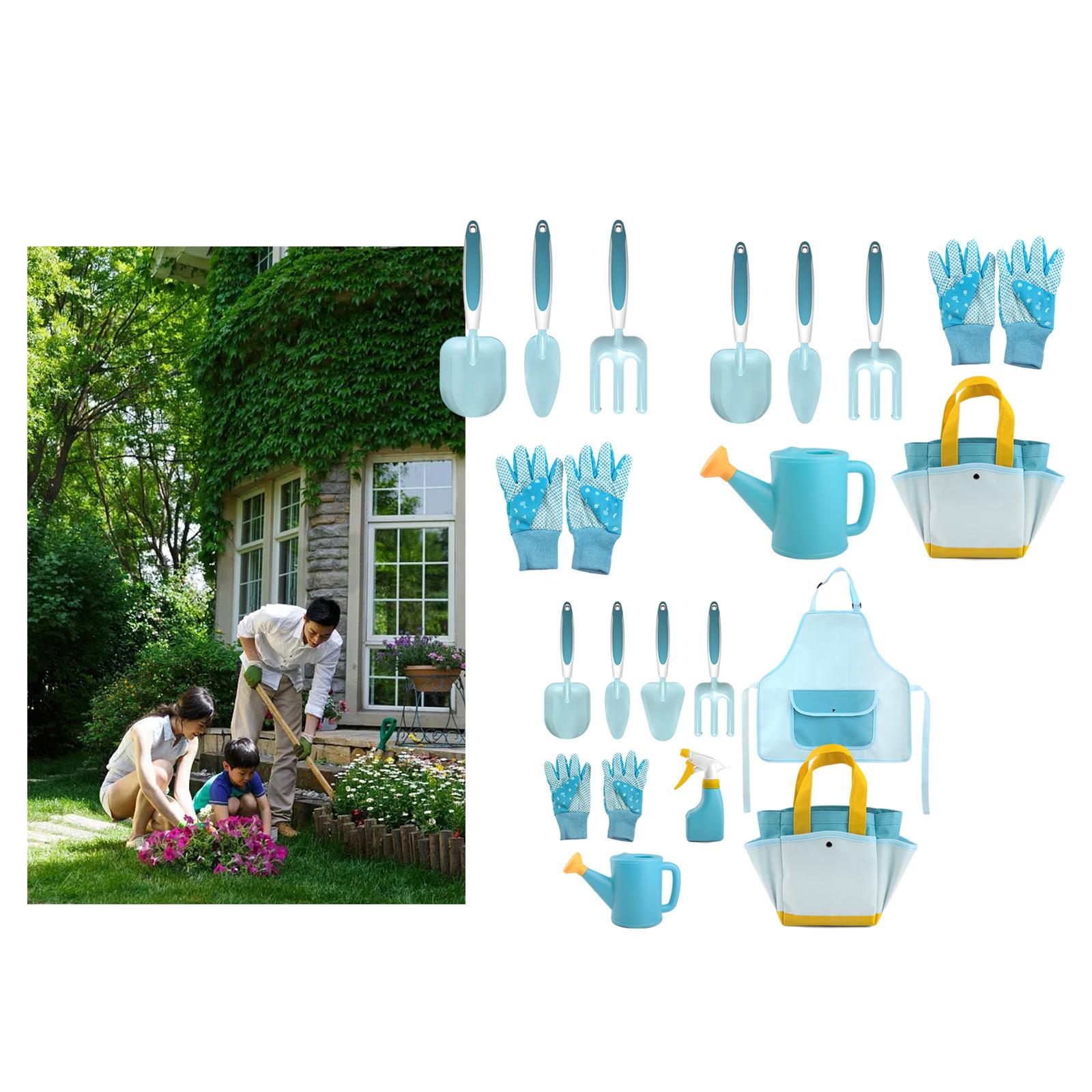 Childrens Gardening Tools Set Shovel Rake Trowel Gloves Watering Can Accs 4pcs