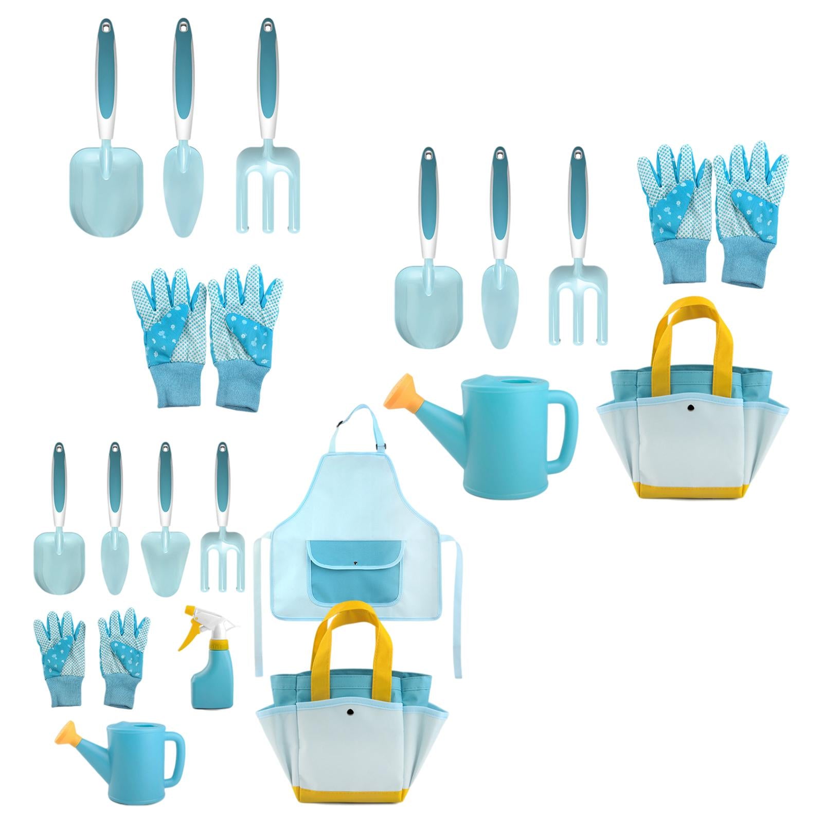 Childrens Gardening Tools Set Shovel Rake Trowel Gloves Watering Can Accs 4pcs