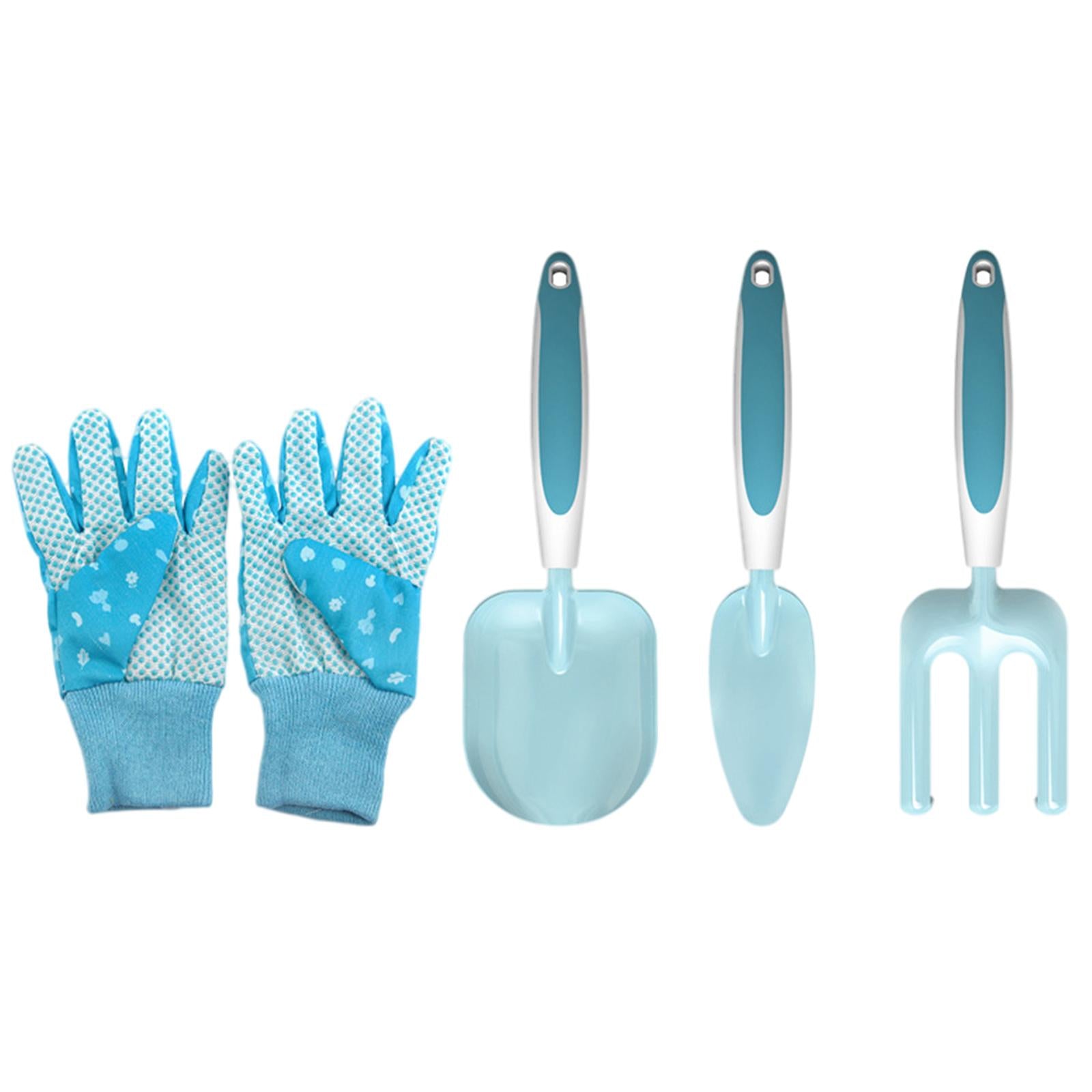 Childrens Gardening Tools Set Shovel Rake Trowel Gloves Watering Can Accs 4pcs