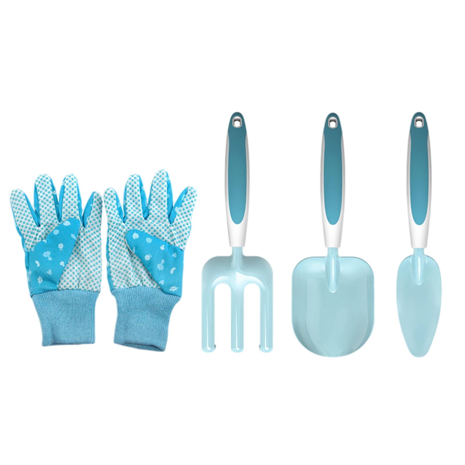 Childrens Gardening Tools Set Shovel Rake Trowel Gloves Watering Can Accs 4pcs