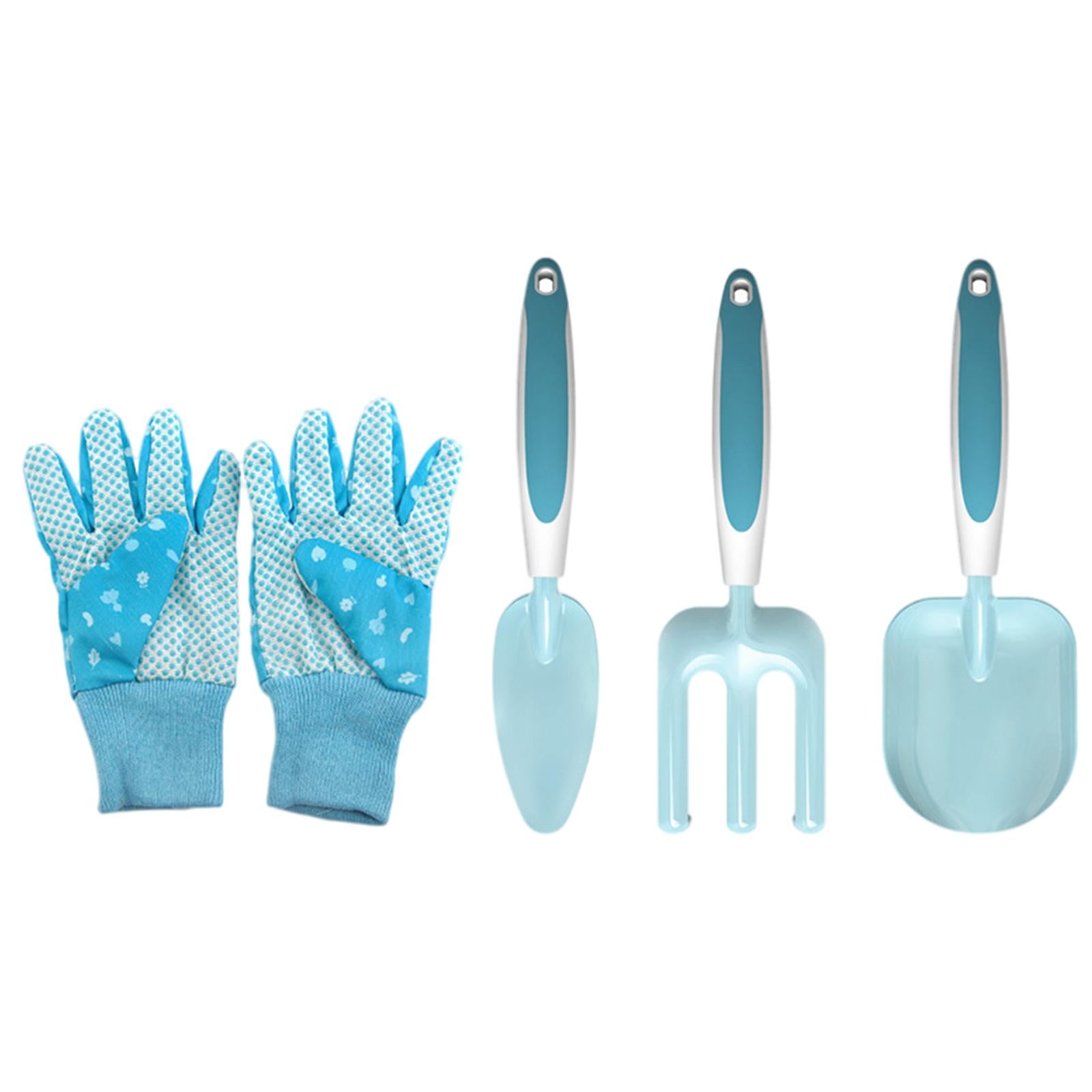 Childrens Gardening Tools Set Shovel Rake Trowel Gloves Watering Can Accs 4pcs