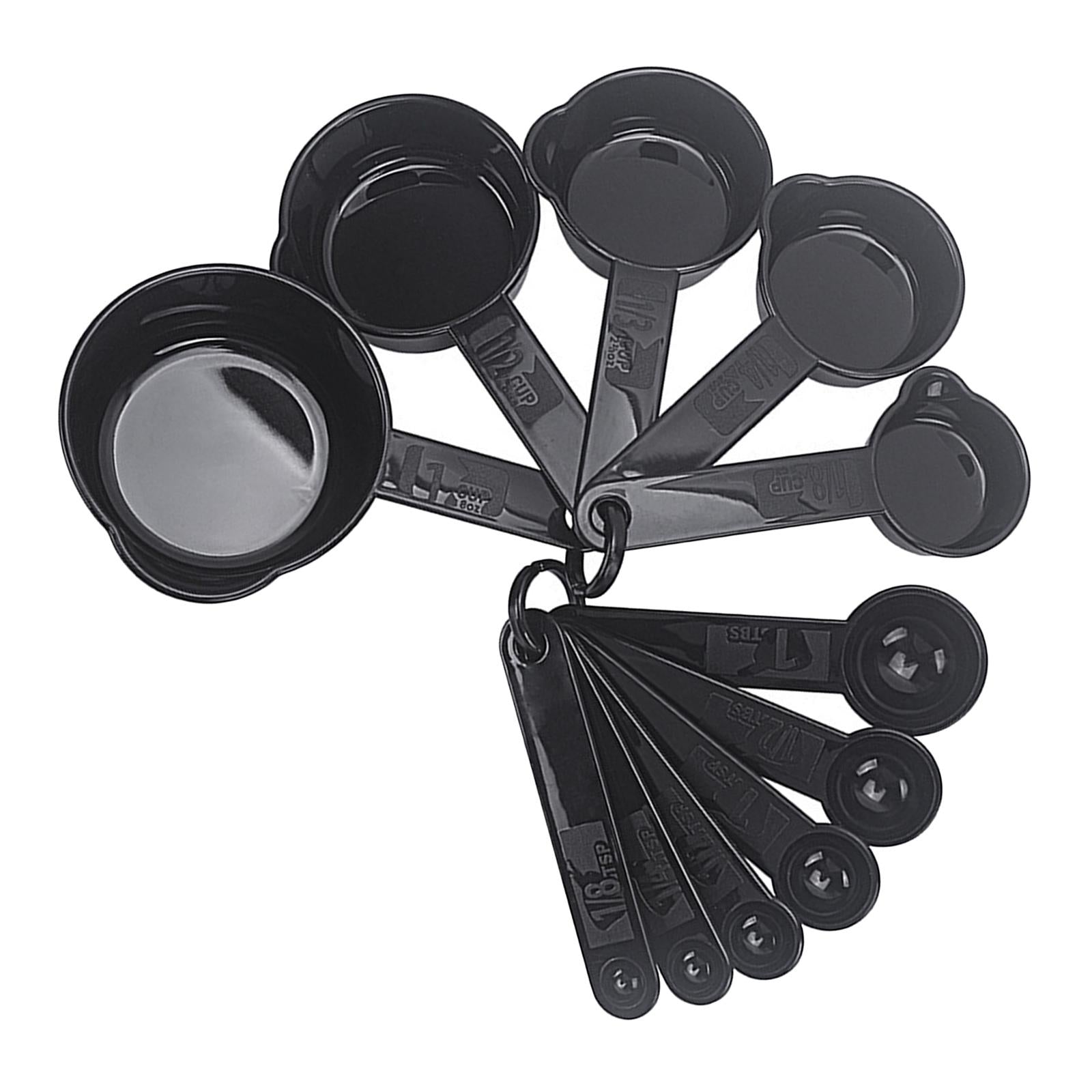 PP Measuring Spoons Cups Set with Scale Metering Spoon for Kitchen Tool Black