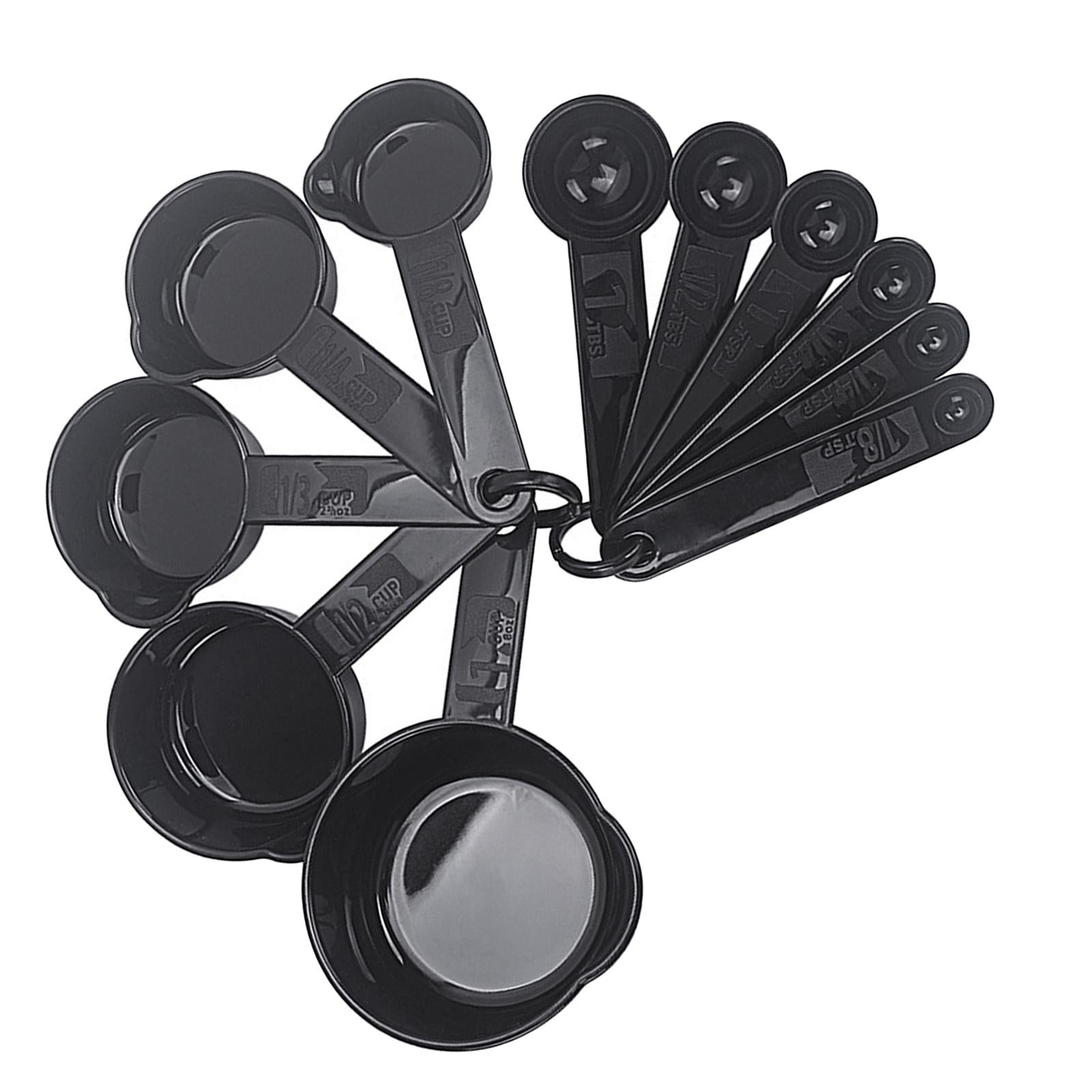 PP Measuring Spoons Cups Set with Scale Metering Spoon for Kitchen Tool Black