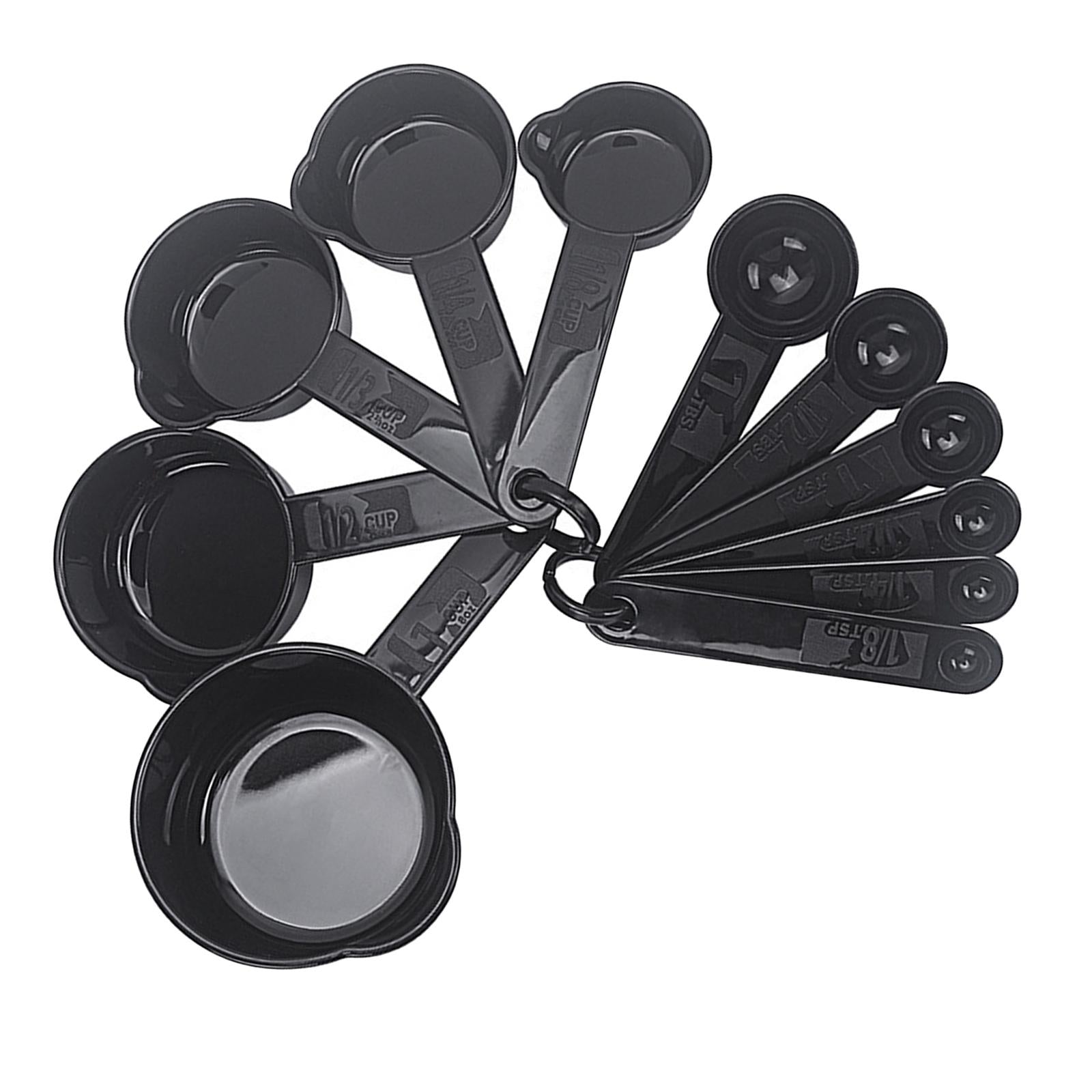 PP Measuring Spoons Cups Set with Scale Metering Spoon for Kitchen Tool Black