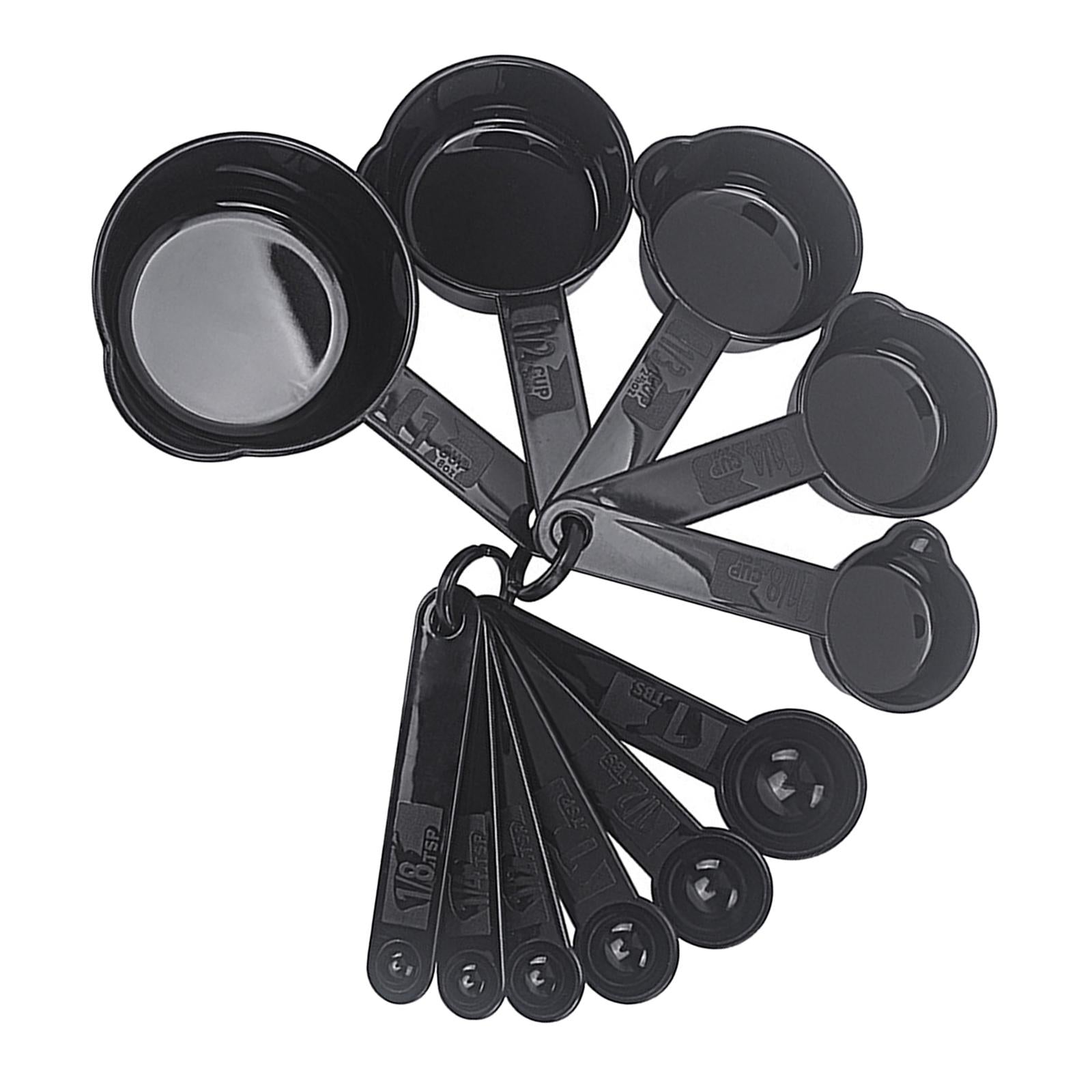 PP Measuring Spoons Cups Set with Scale Metering Spoon for Kitchen Tool Black