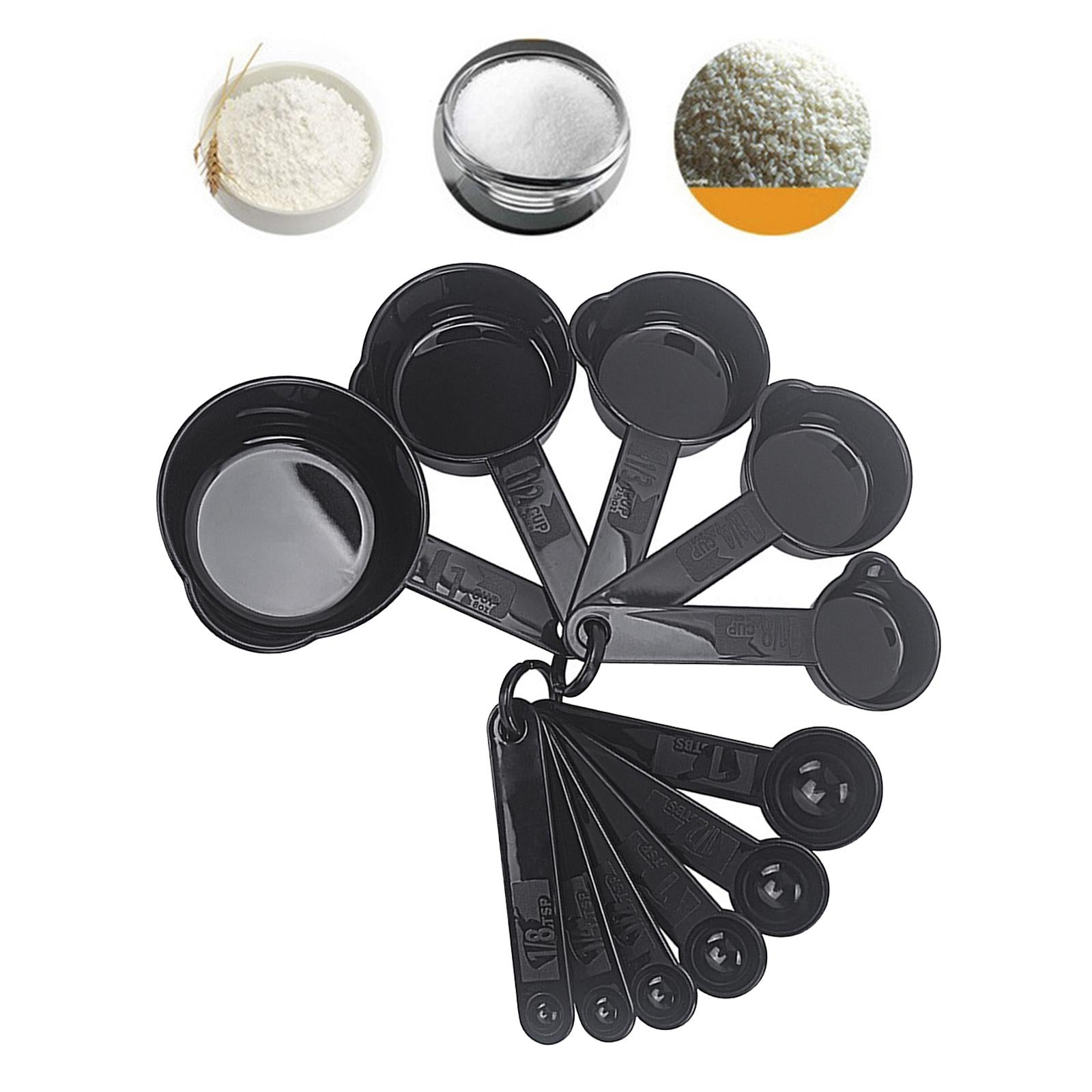 PP Measuring Spoons Cups Set with Scale Metering Spoon for Kitchen Tool Black