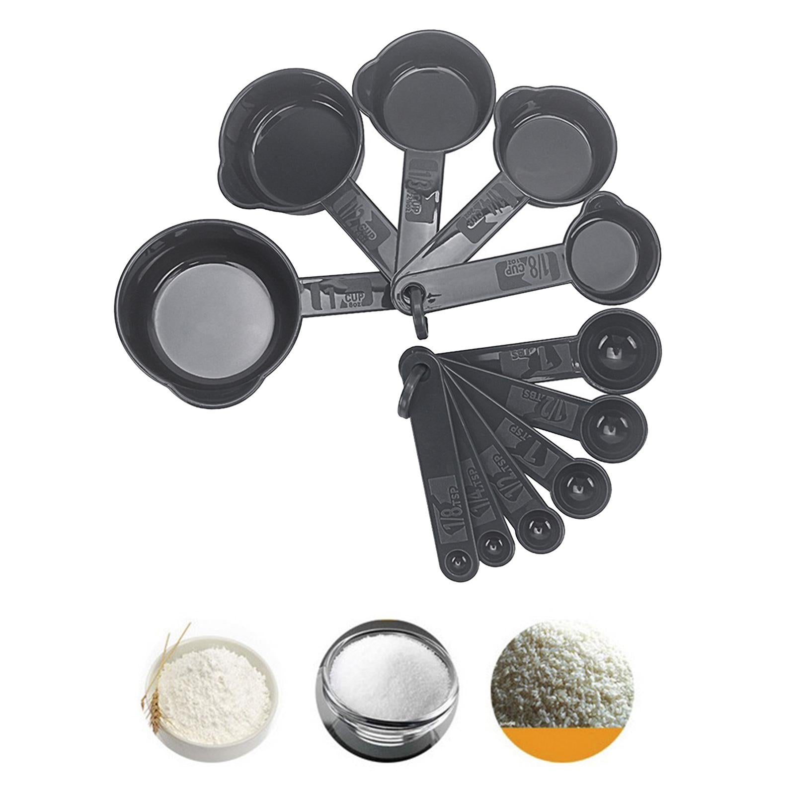 PP Measuring Spoons Cups Set with Scale Metering Spoon for Kitchen Tool Gray