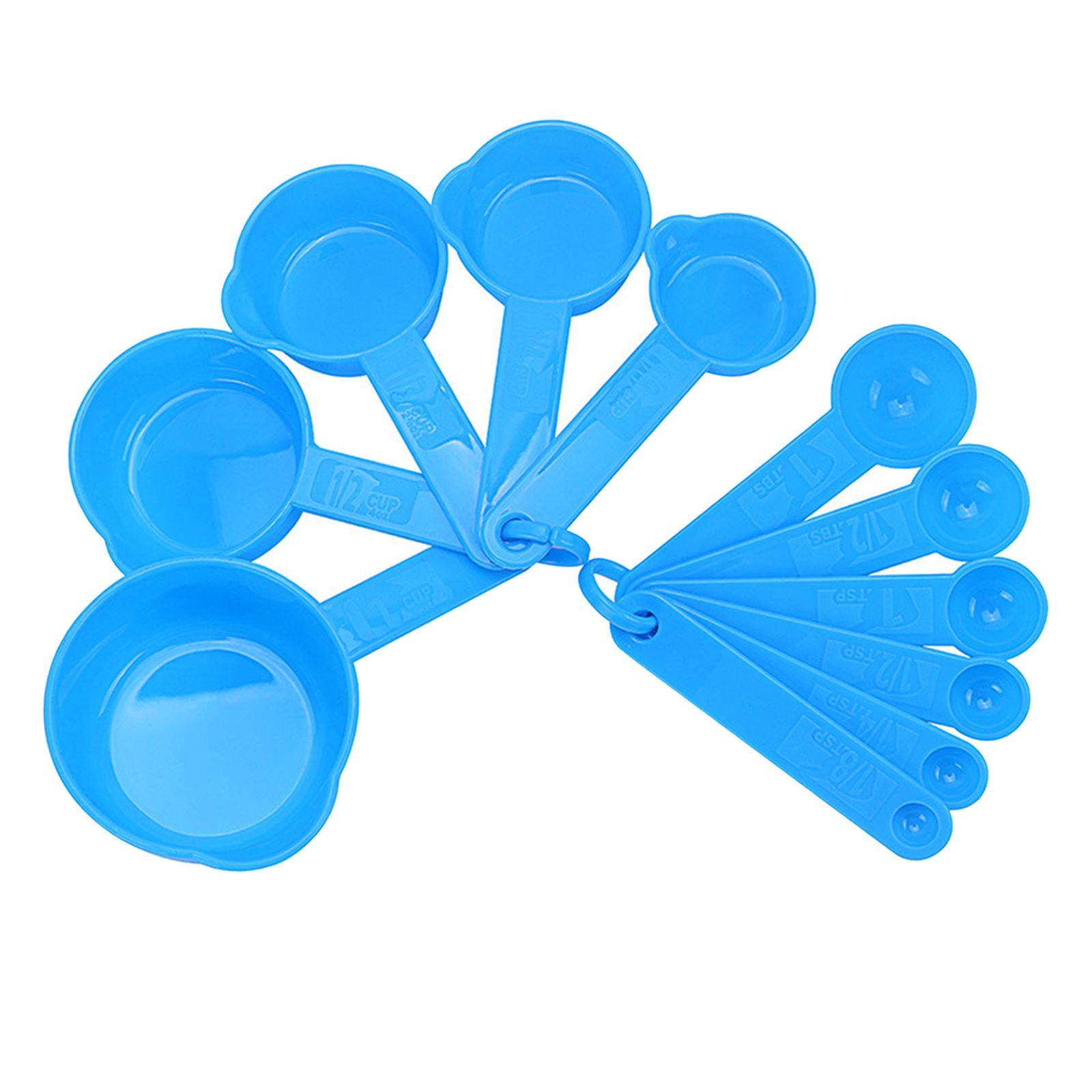 PP Measuring Spoons Cups Set with Scale Metering Spoon for Kitchen Tool Blue