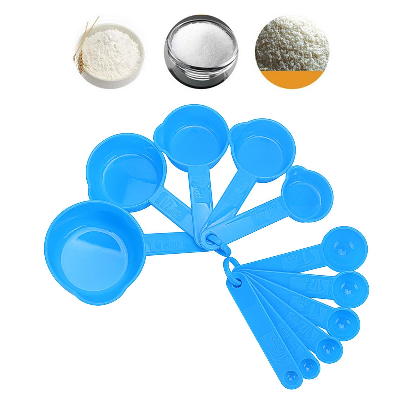 PP Measuring Spoons Cups Set with Scale Metering Spoon for Kitchen Tool Blue