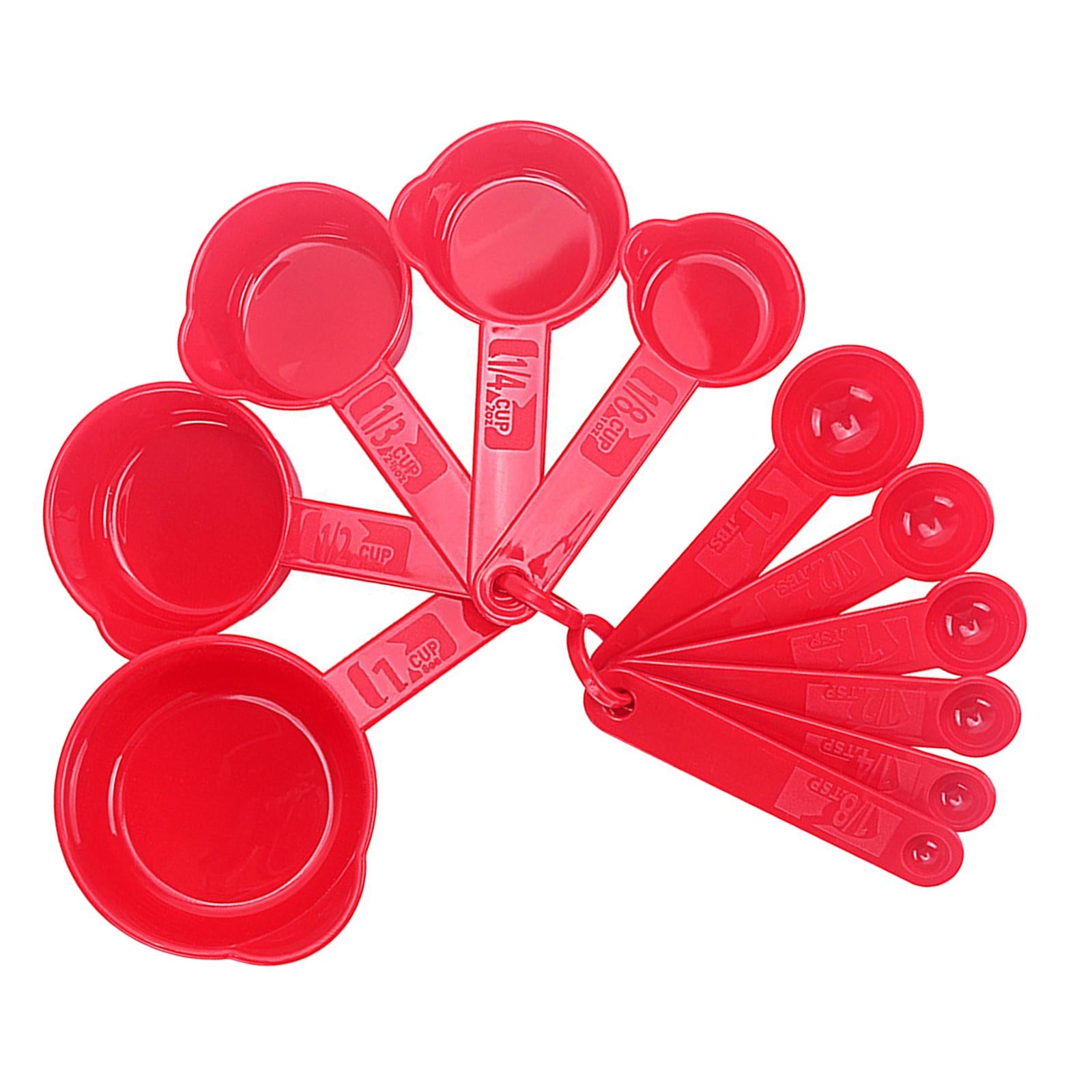 PP Measuring Spoons Cups Set with Scale Metering Spoon for Kitchen Tool Red