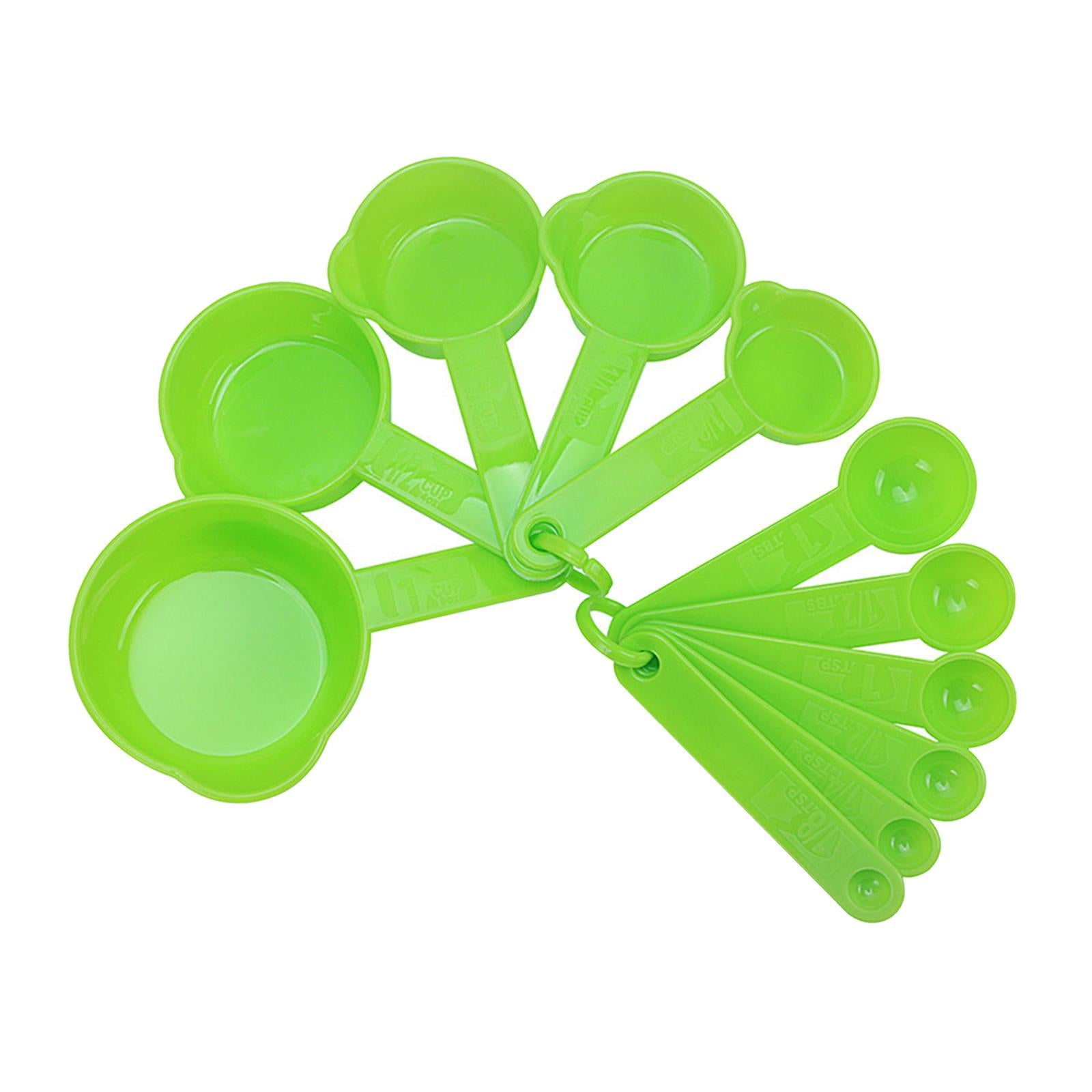 PP Measuring Spoons Cups Set with Scale Metering Spoon for Kitchen Tool Green