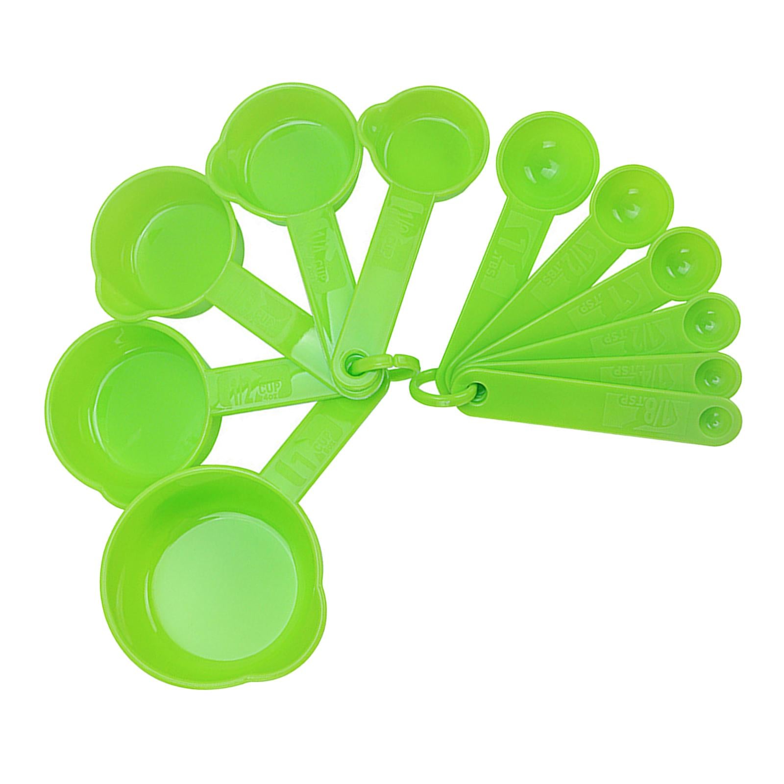 PP Measuring Spoons Cups Set with Scale Metering Spoon for Kitchen Tool Green