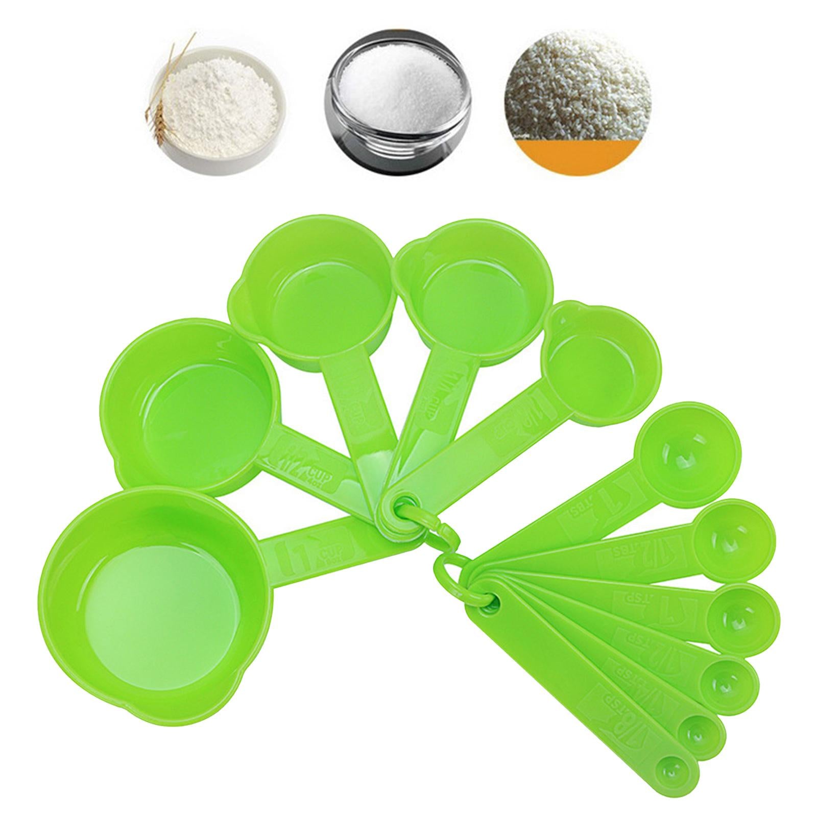 PP Measuring Spoons Cups Set with Scale Metering Spoon for Kitchen Tool Green