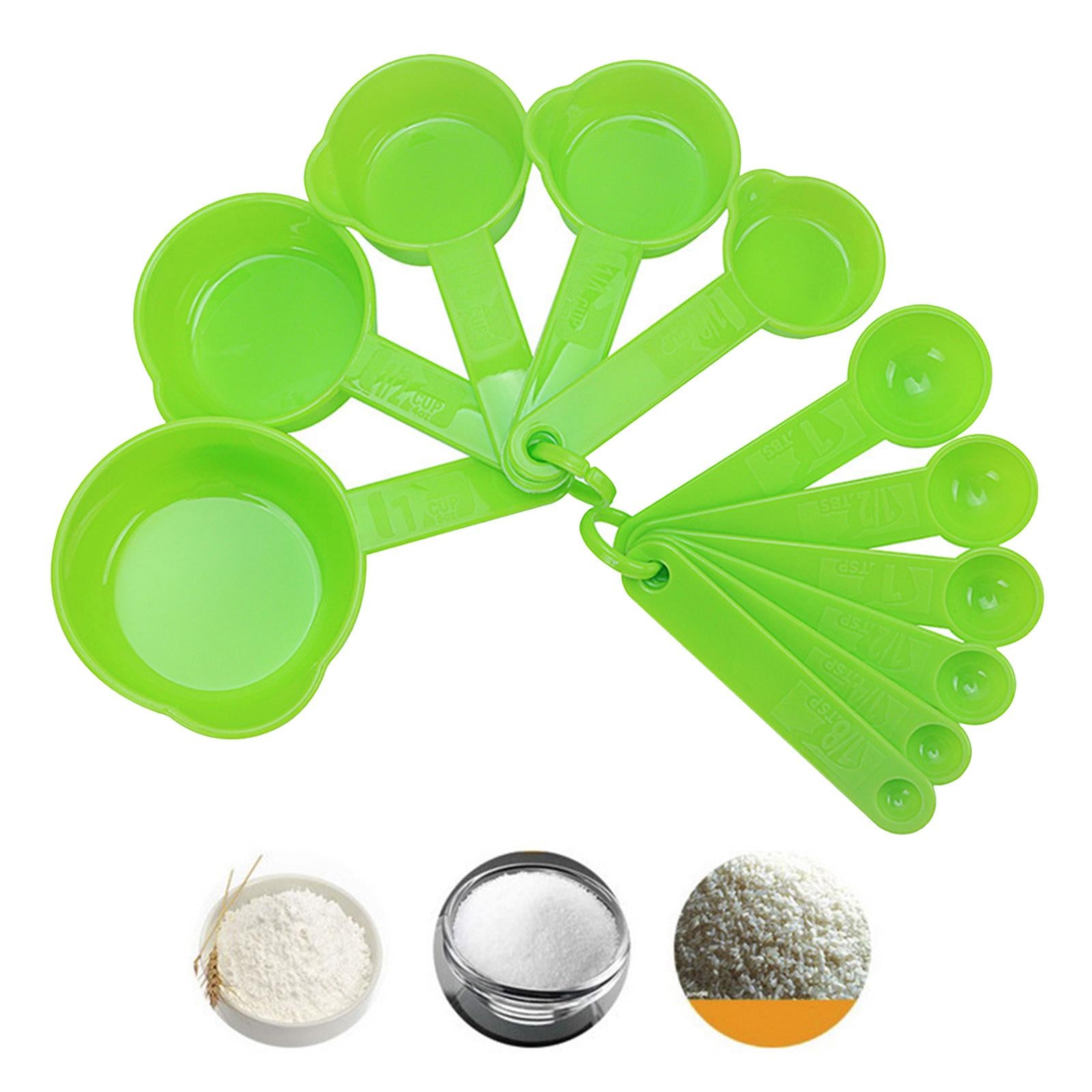 PP Measuring Spoons Cups Set with Scale Metering Spoon for Kitchen Tool Green