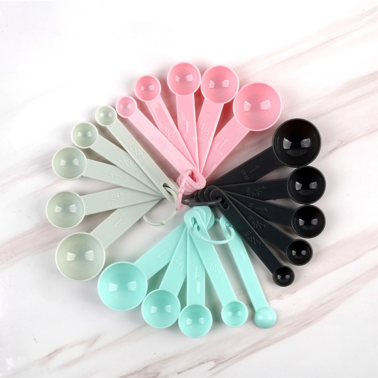 10x Measuring Spoons & Cups Coffee Scoops Teaspoon with Scale Pink