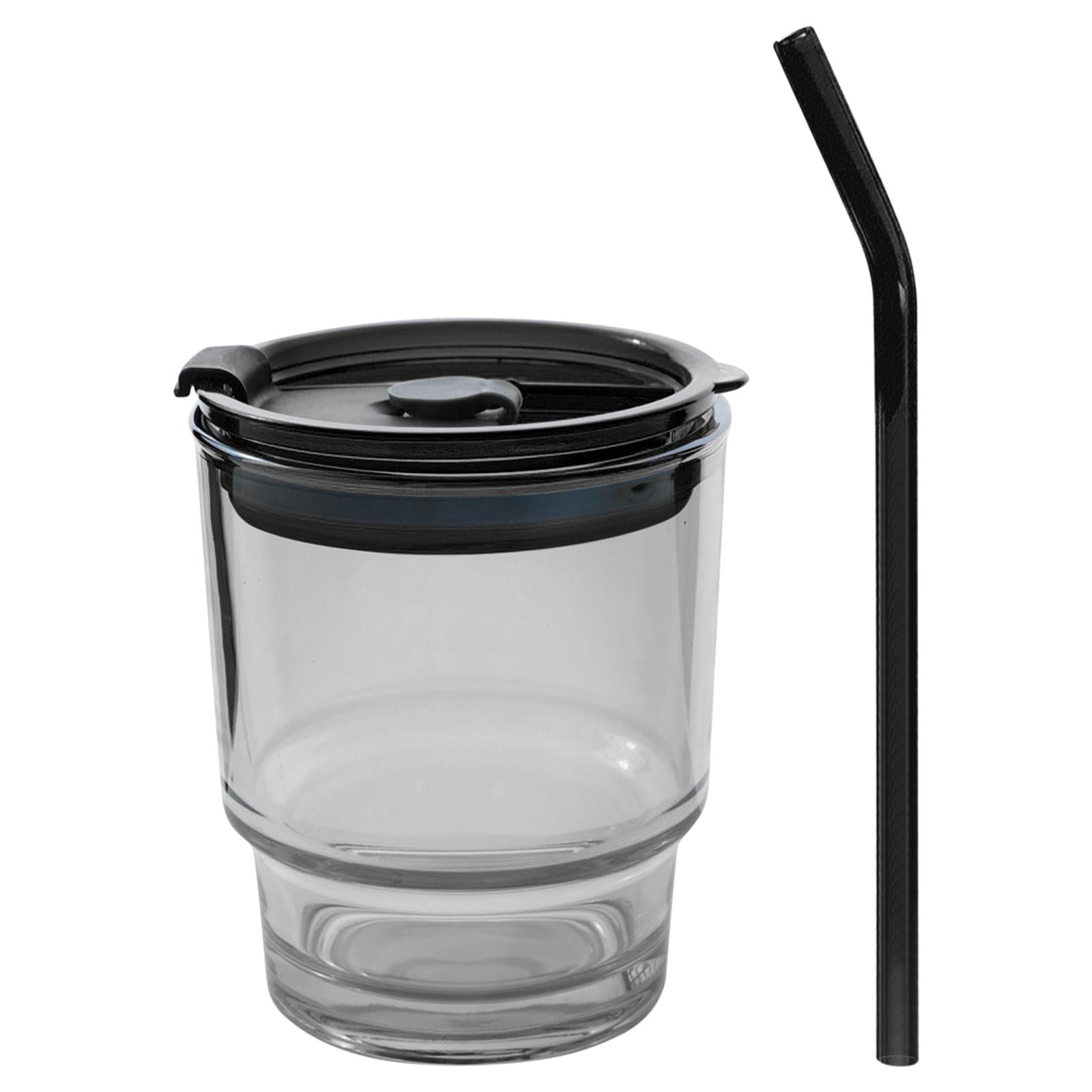 Straw Cup with Cover Dustproof Drinking Cup Household for Travel Kitchen grey 110x90mm