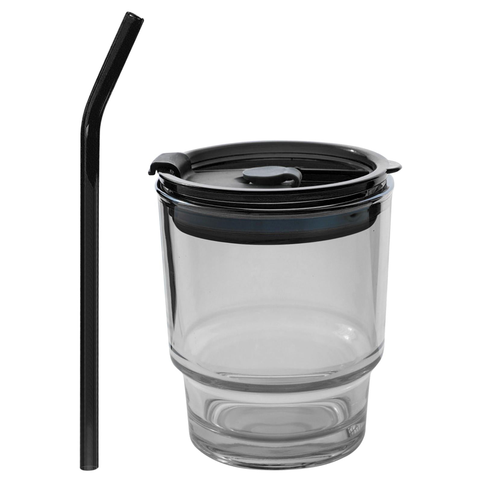 Straw Cup with Cover Dustproof Drinking Cup Household for Travel Kitchen grey 110x90mm