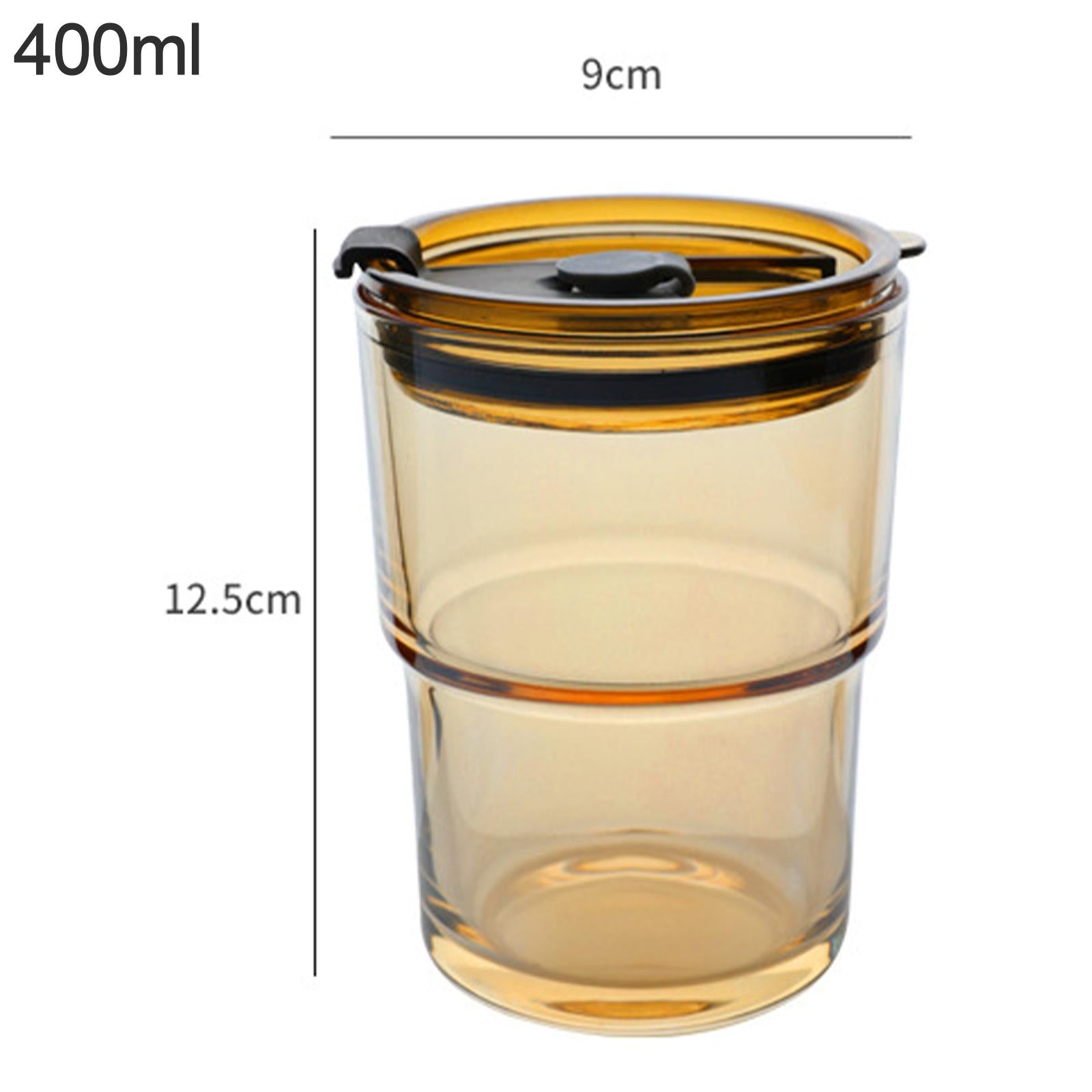 Straw Cup with Cover Dustproof Drinking Cup Household for Travel Kitchen brown 125x90mm