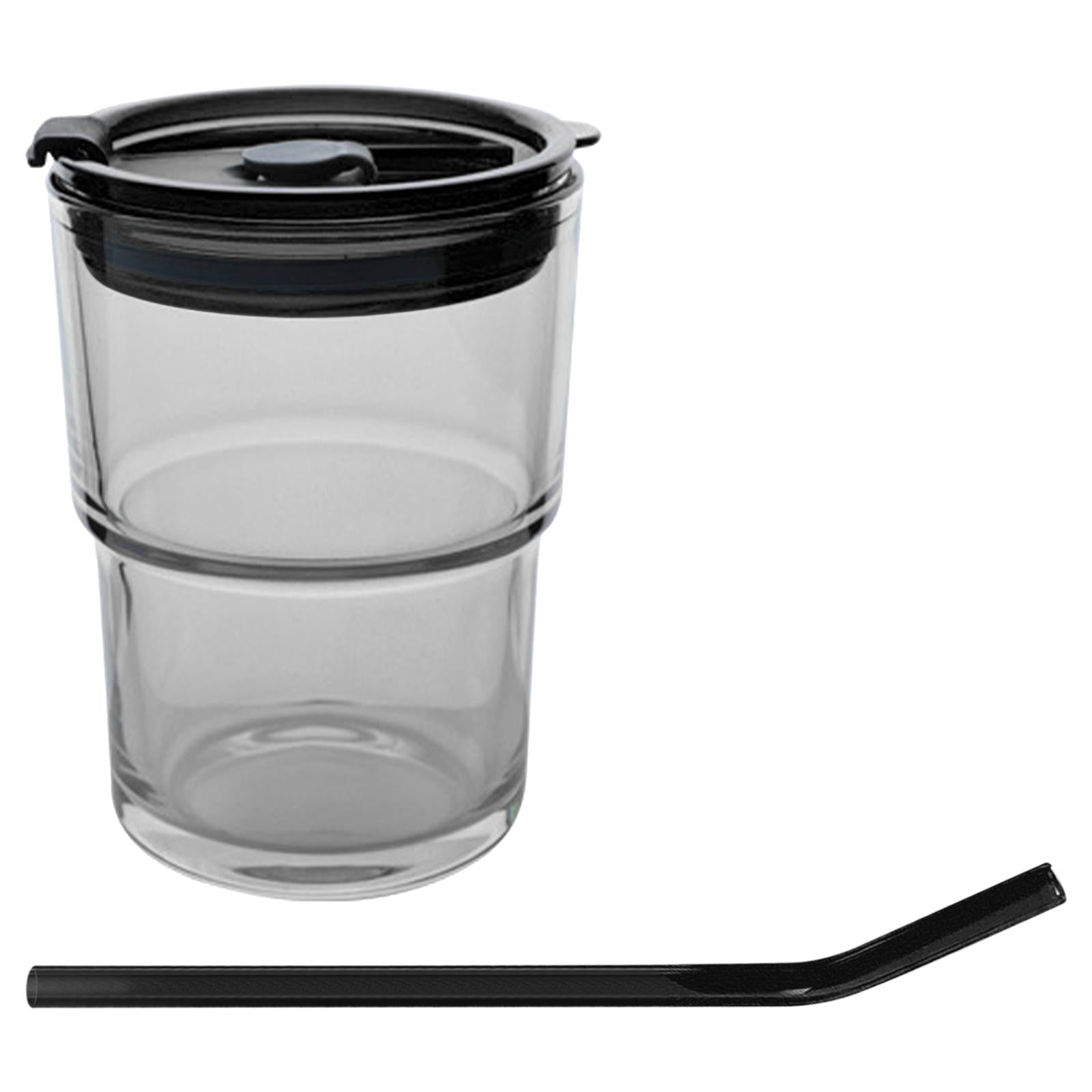 Straw Cup with Cover Dustproof Drinking Cup Household for Travel Kitchen grey 125x90mm