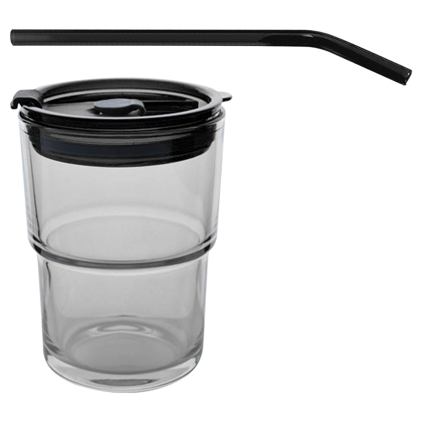 Straw Cup with Cover Dustproof Drinking Cup Household for Travel Kitchen grey 125x90mm