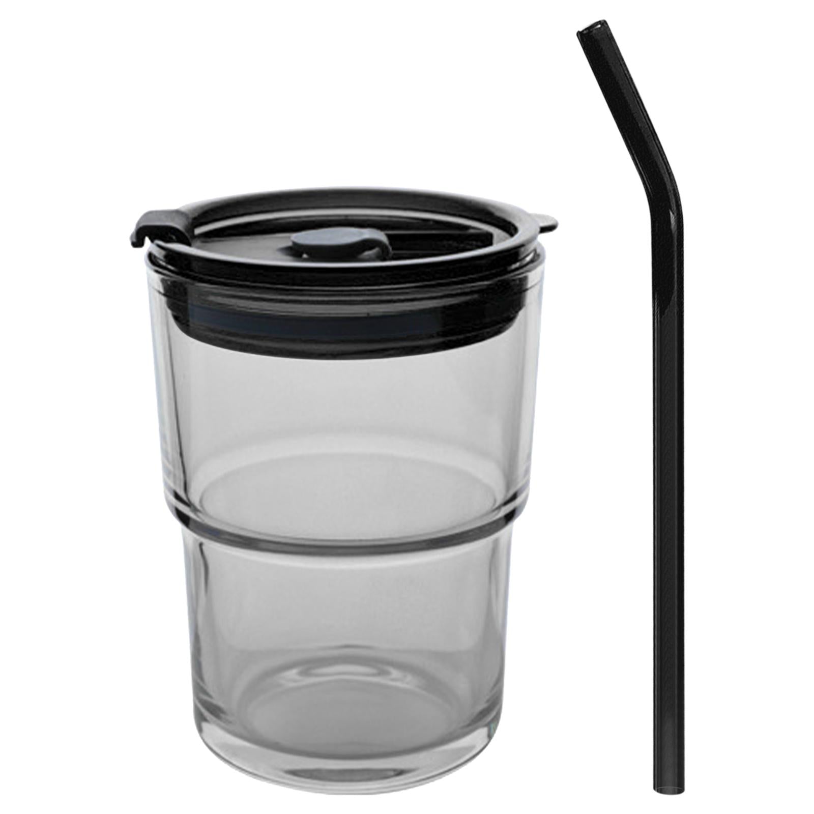 Straw Cup with Cover Dustproof Drinking Cup Household for Travel Kitchen grey 125x90mm