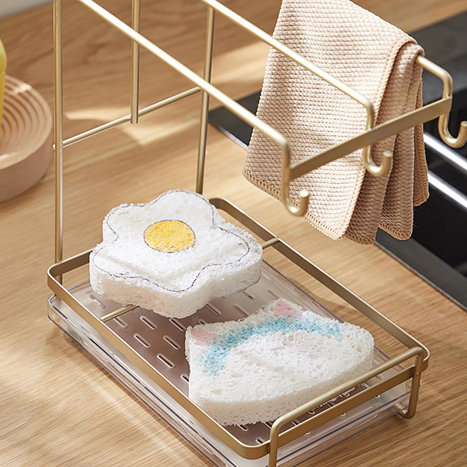 Non Stick Scrub Sponge Reusable Multifunctional for Bathroom Dish Pans Flower