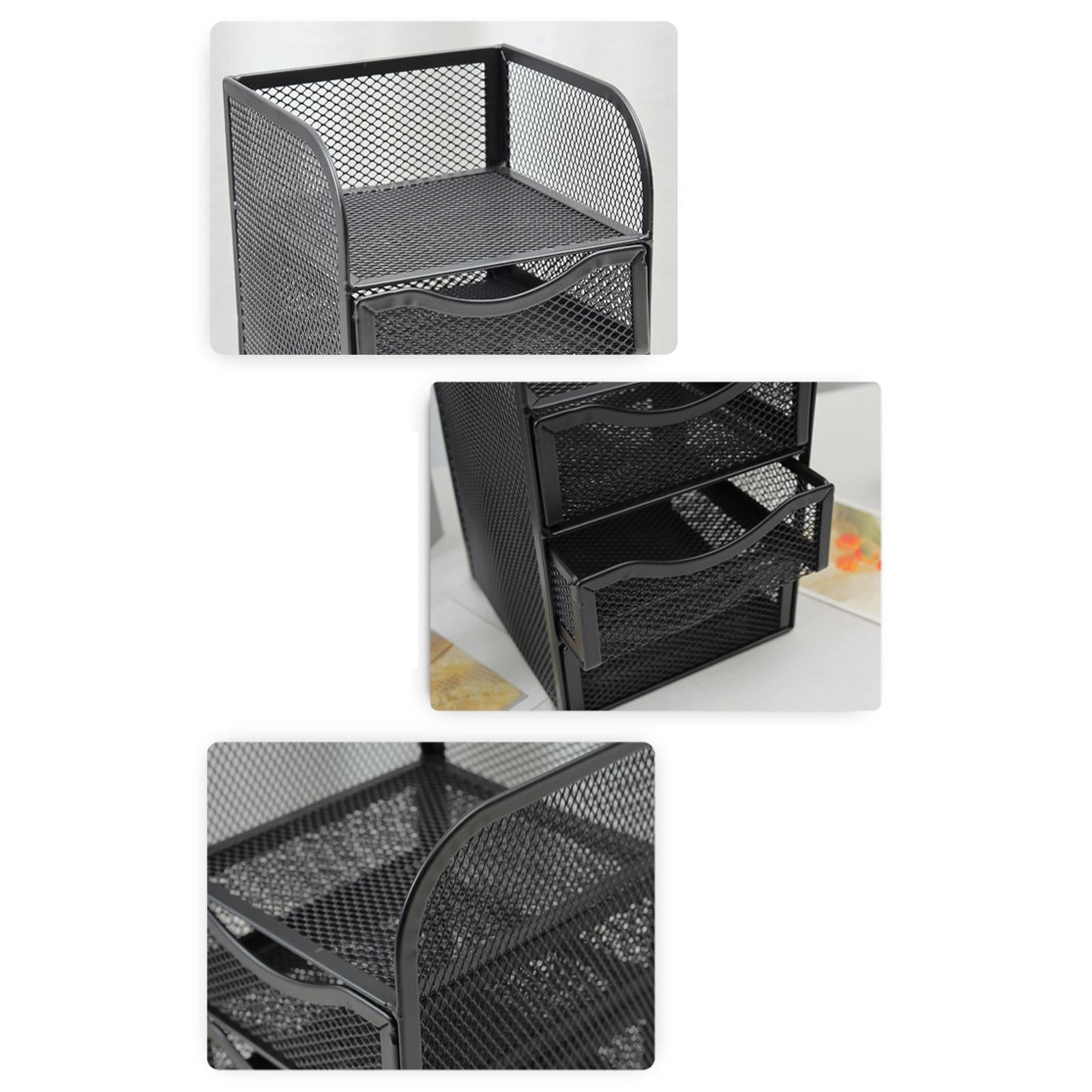 Letter Tray Organizer W/Sliding Drawer Metal 3-Tier for Folders Letter Bills