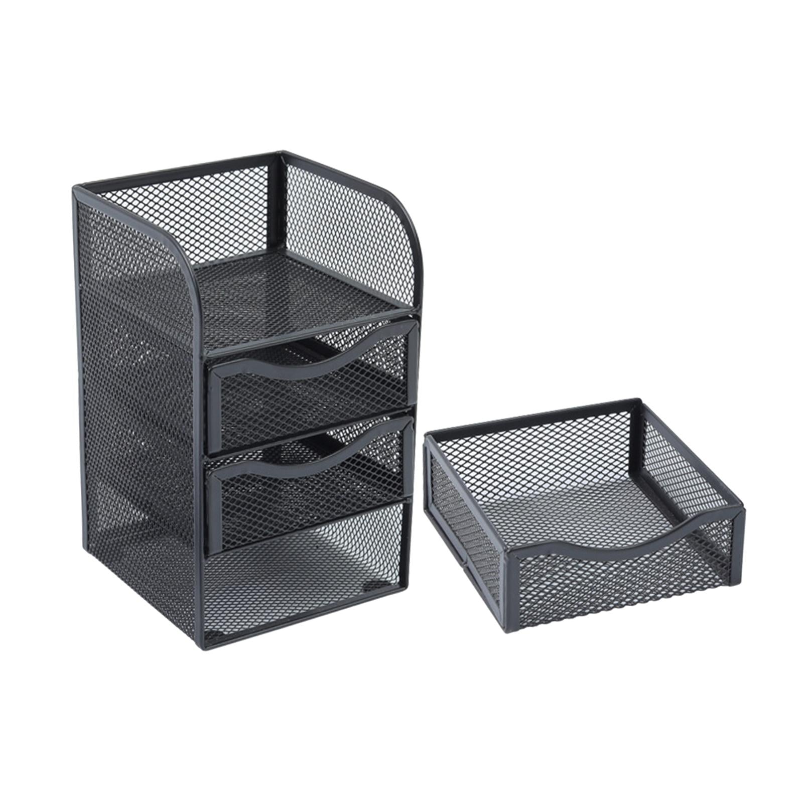 Letter Tray Organizer W/Sliding Drawer Metal 3-Tier for Folders Letter Bills