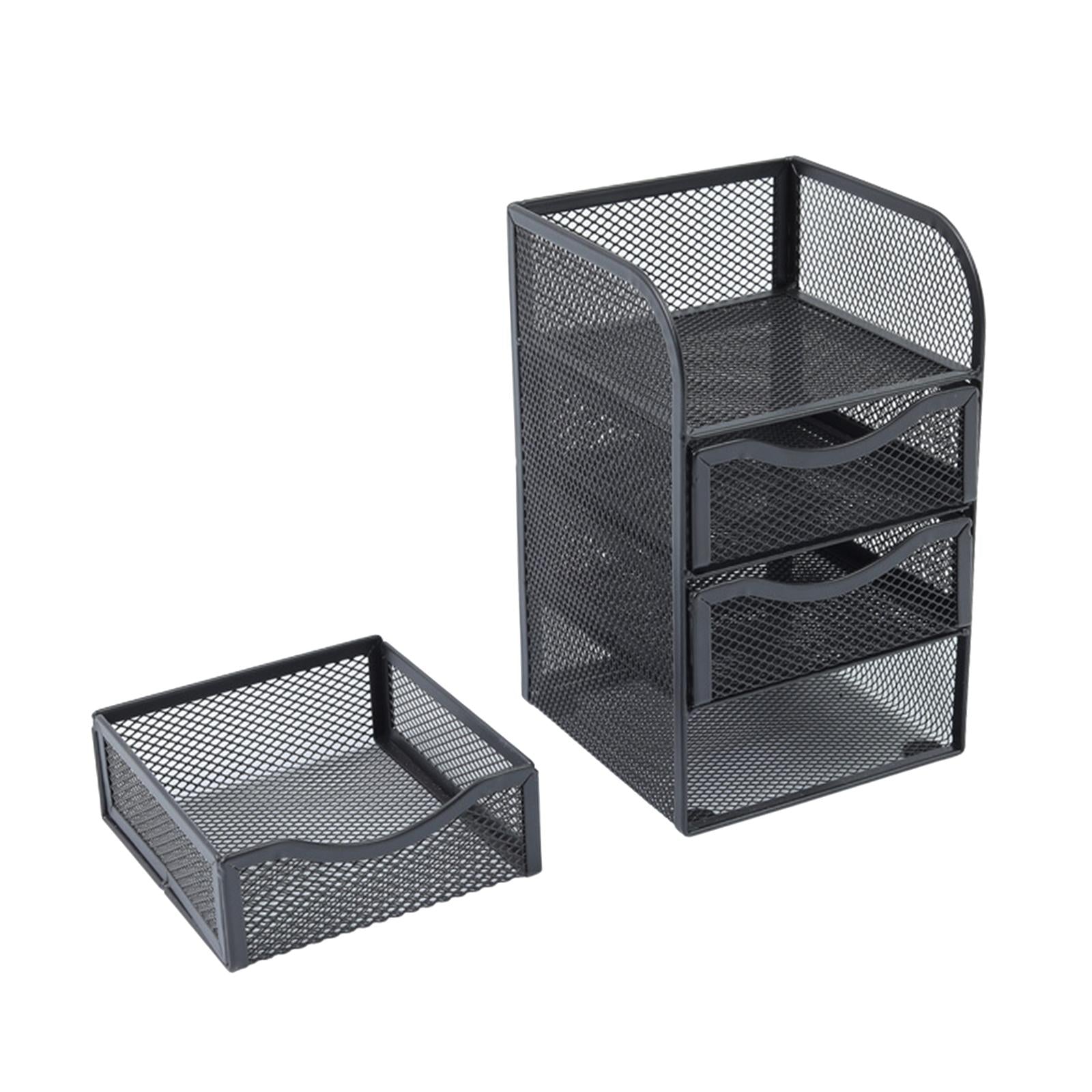 Letter Tray Organizer W/Sliding Drawer Metal 3-Tier for Folders Letter Bills