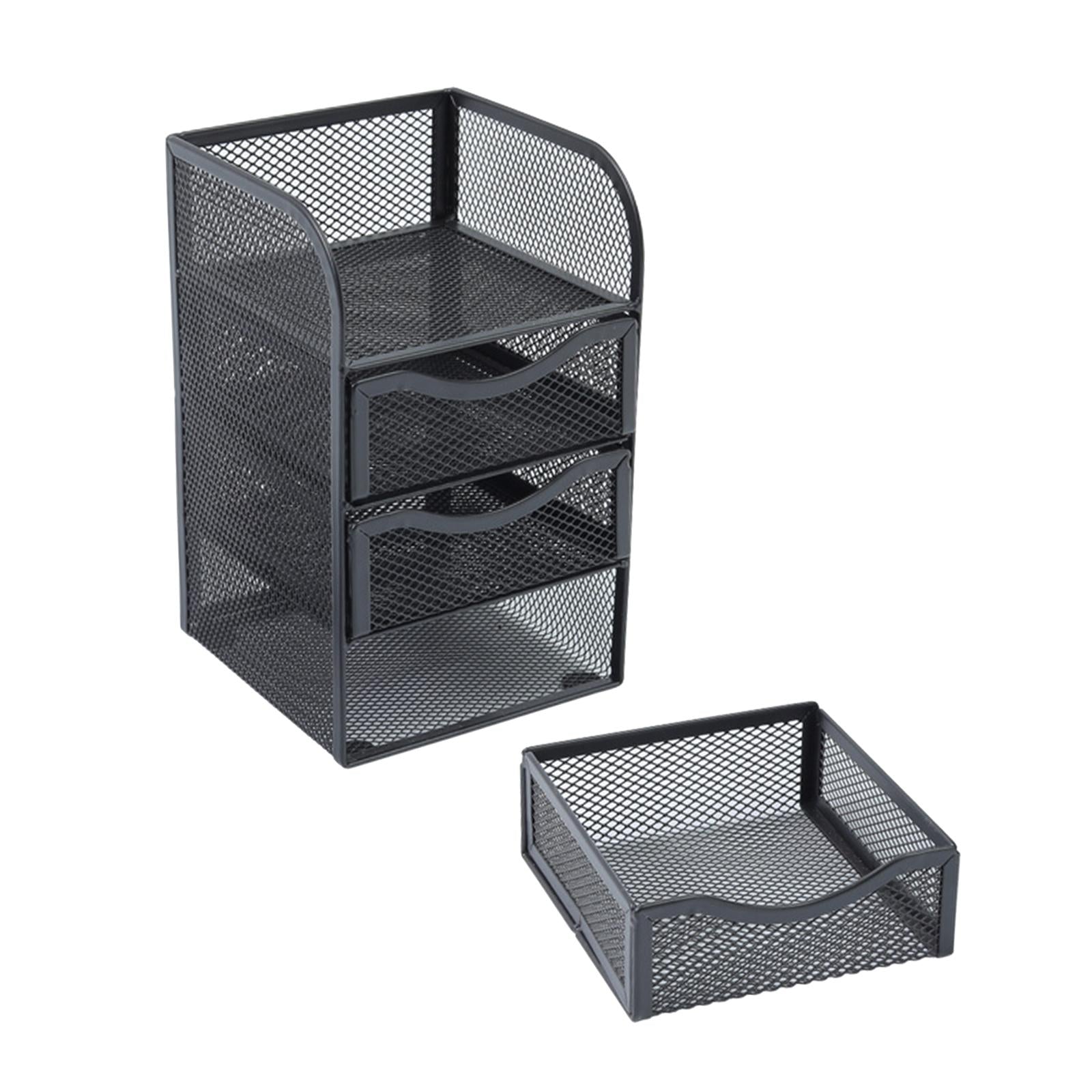 Letter Tray Organizer W/Sliding Drawer Metal 3-Tier for Folders Letter Bills