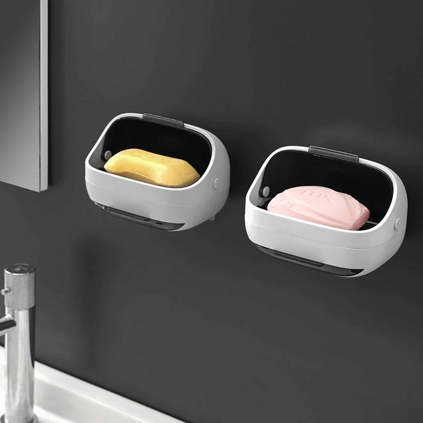 Wall-Mounted Soap Dish Container Plastic Soap Case for Toilet Kitchen Shower