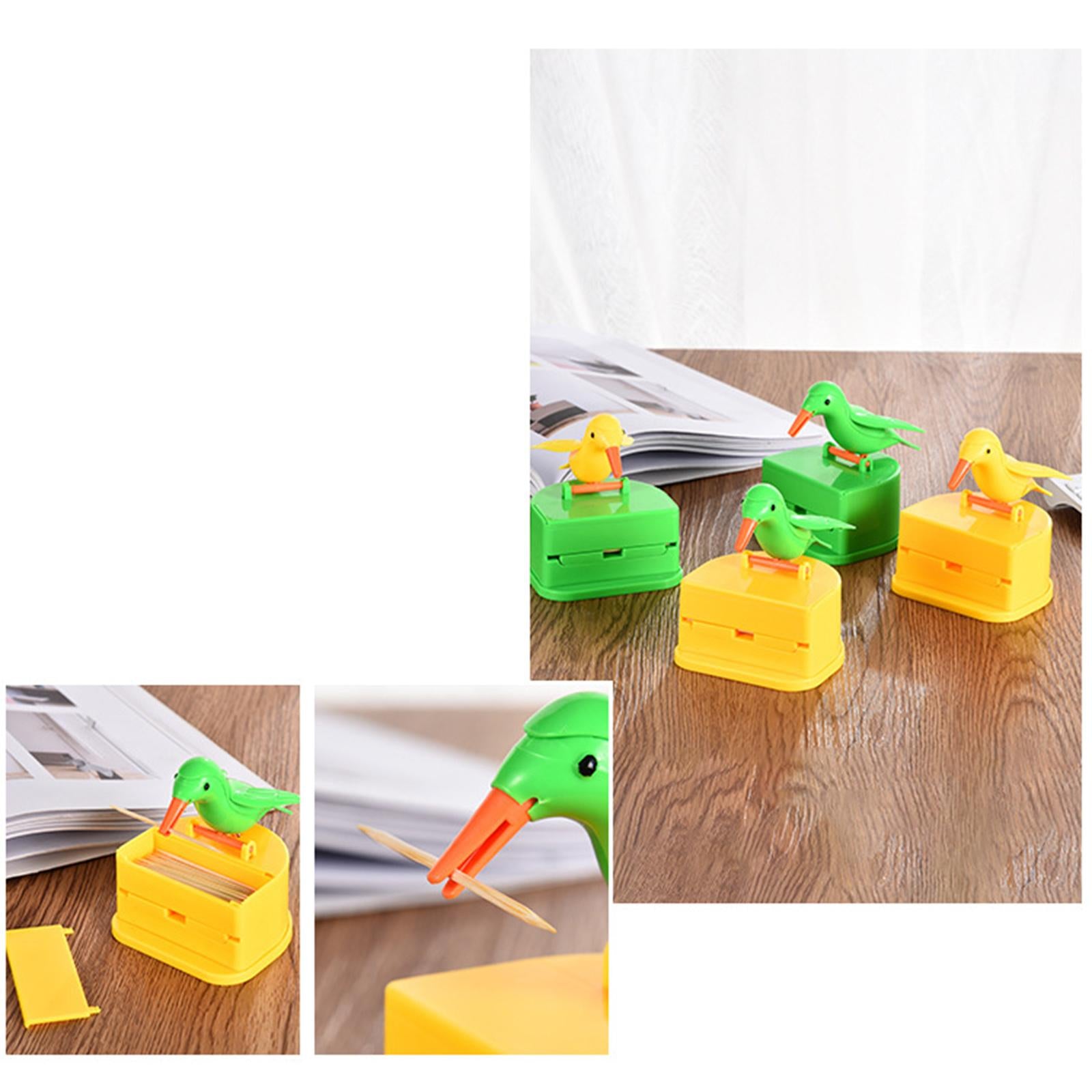 Reusable Automatic Toothpick Holder Toothpick Storage Box Decor Yellow Base