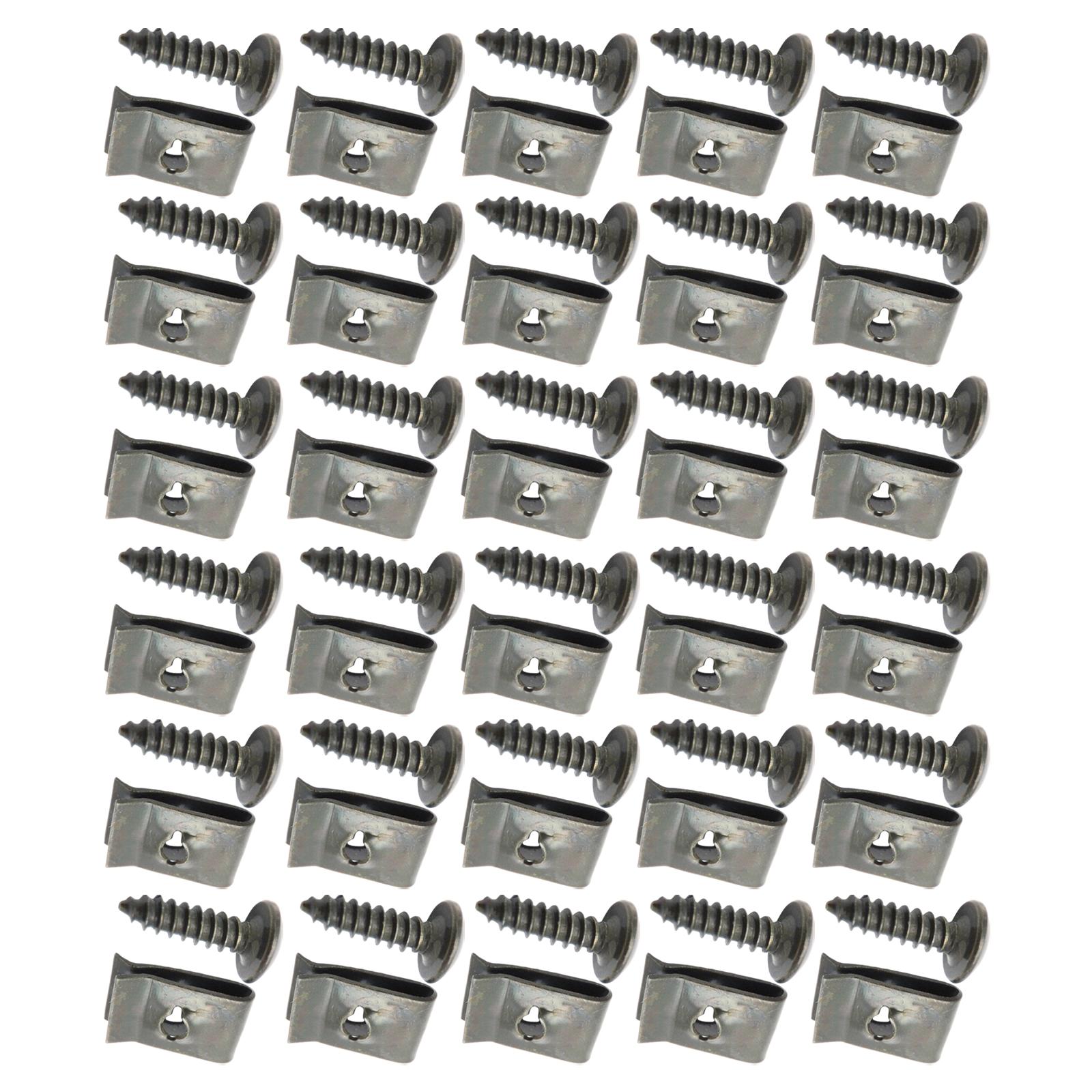 30pcs Car Motorcycle Plastic Cover Metal Retainer U-Type Clips and Screws M4X16