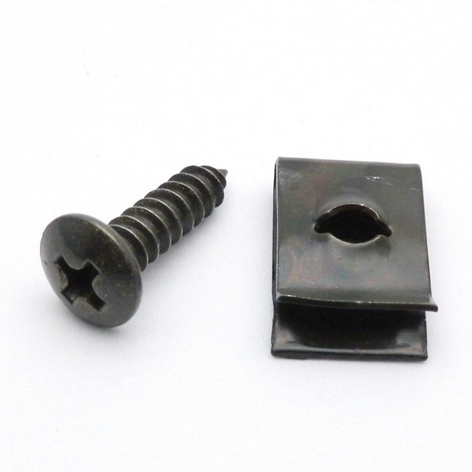 30pcs Car Motorcycle Plastic Cover Metal Retainer U-Type Clips and Screws M4X20