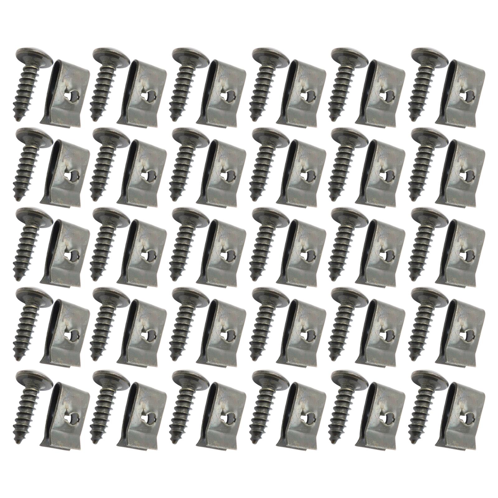 30pcs Car Motorcycle Plastic Cover Metal Retainer U-Type Clips and Screws M5X20
