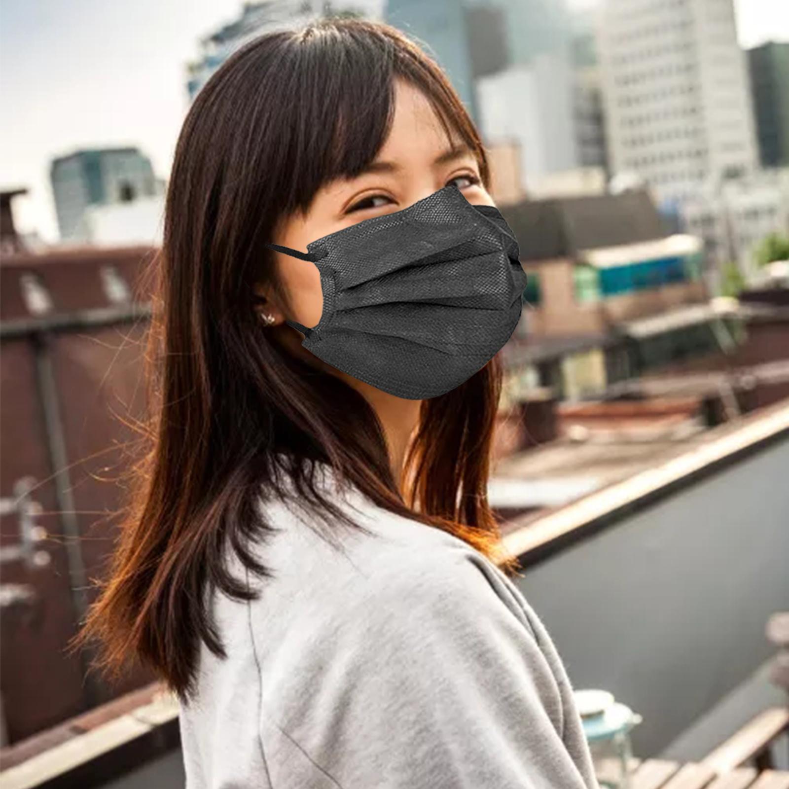 50 Pieces Disposable Face Masks for Home School Office Outdoor Work Travel Black