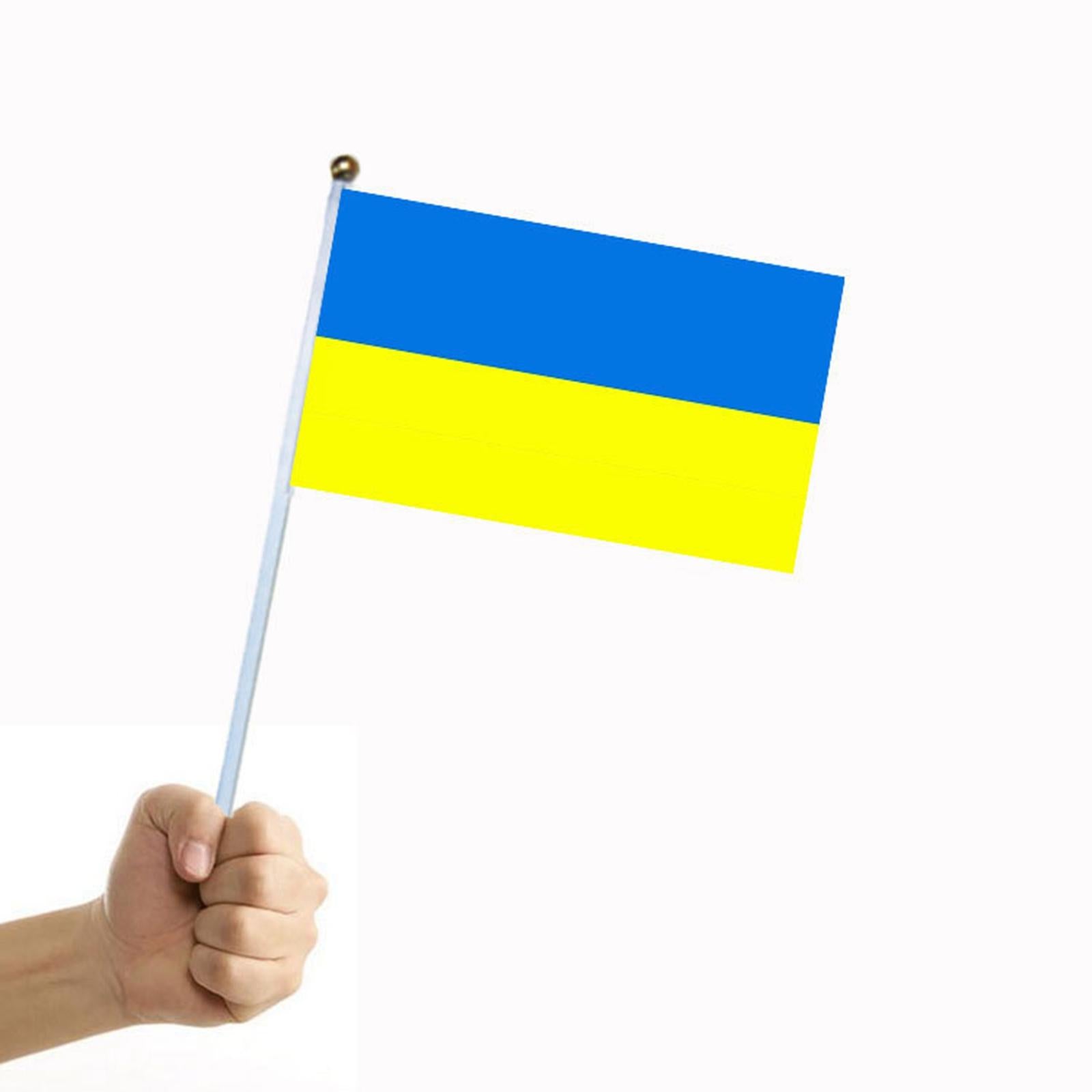 100 Pieces Ukraine Flag for Outdoor Garden Lawn Home Office Desk Tabletop