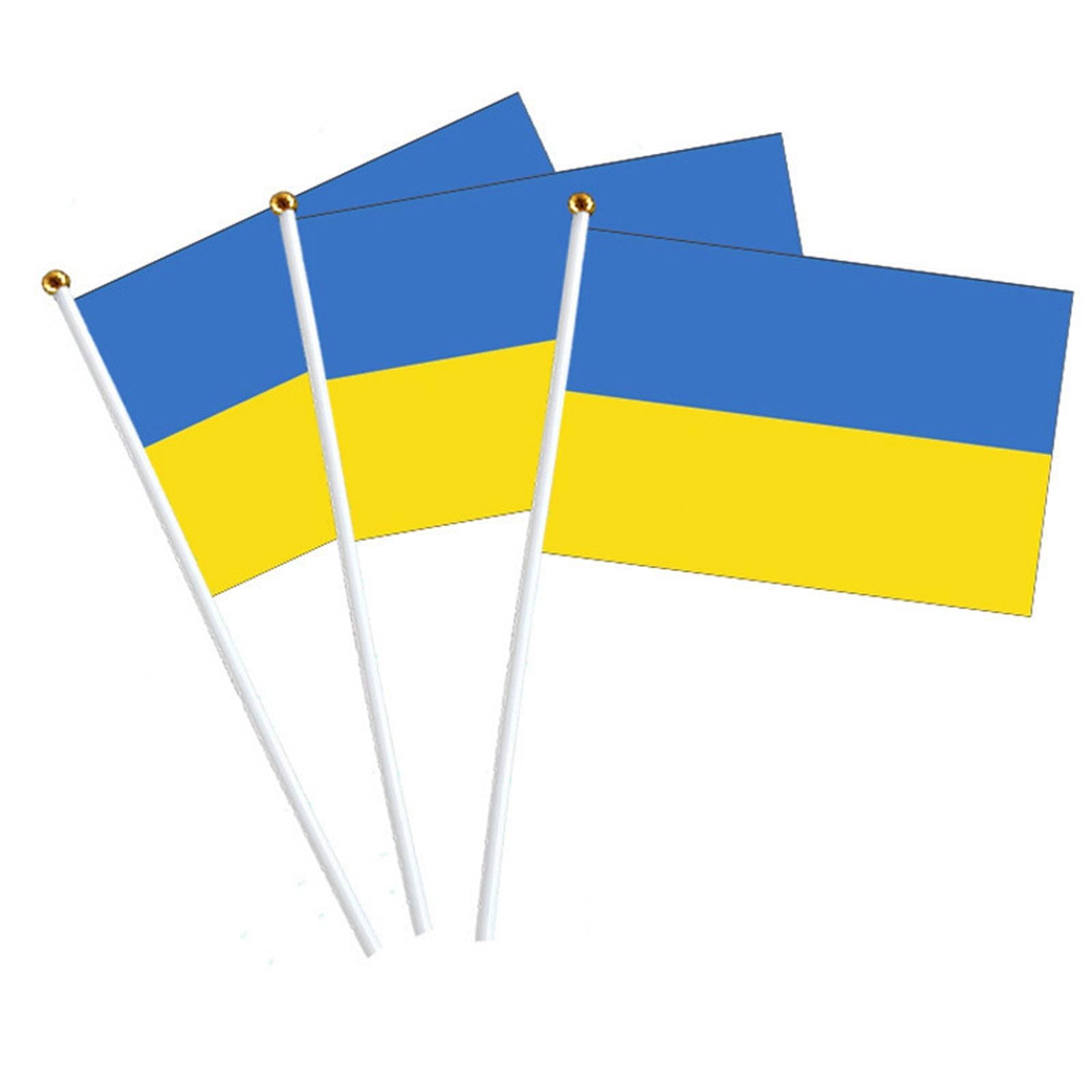 100 Pieces Ukraine Flag for Outdoor Garden Lawn Home Office Desk Tabletop