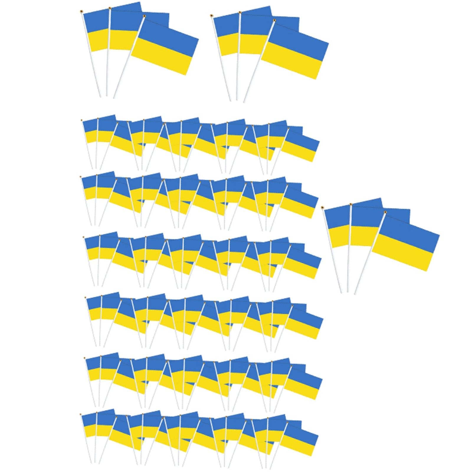 100 Pieces Ukraine Flag for Outdoor Garden Lawn Home Office Desk Tabletop