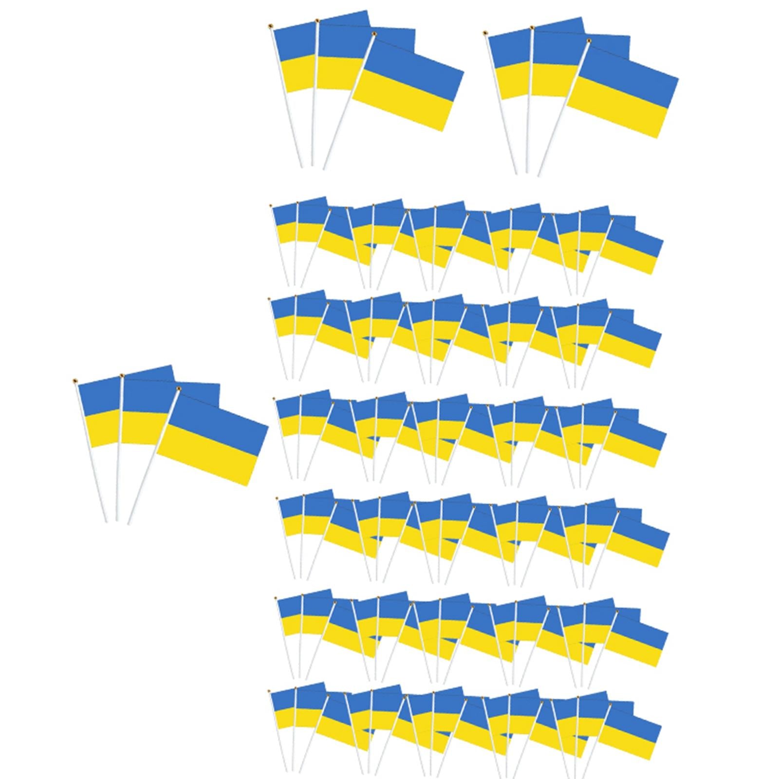 100 Pieces Ukraine Flag for Outdoor Garden Lawn Home Office Desk Tabletop