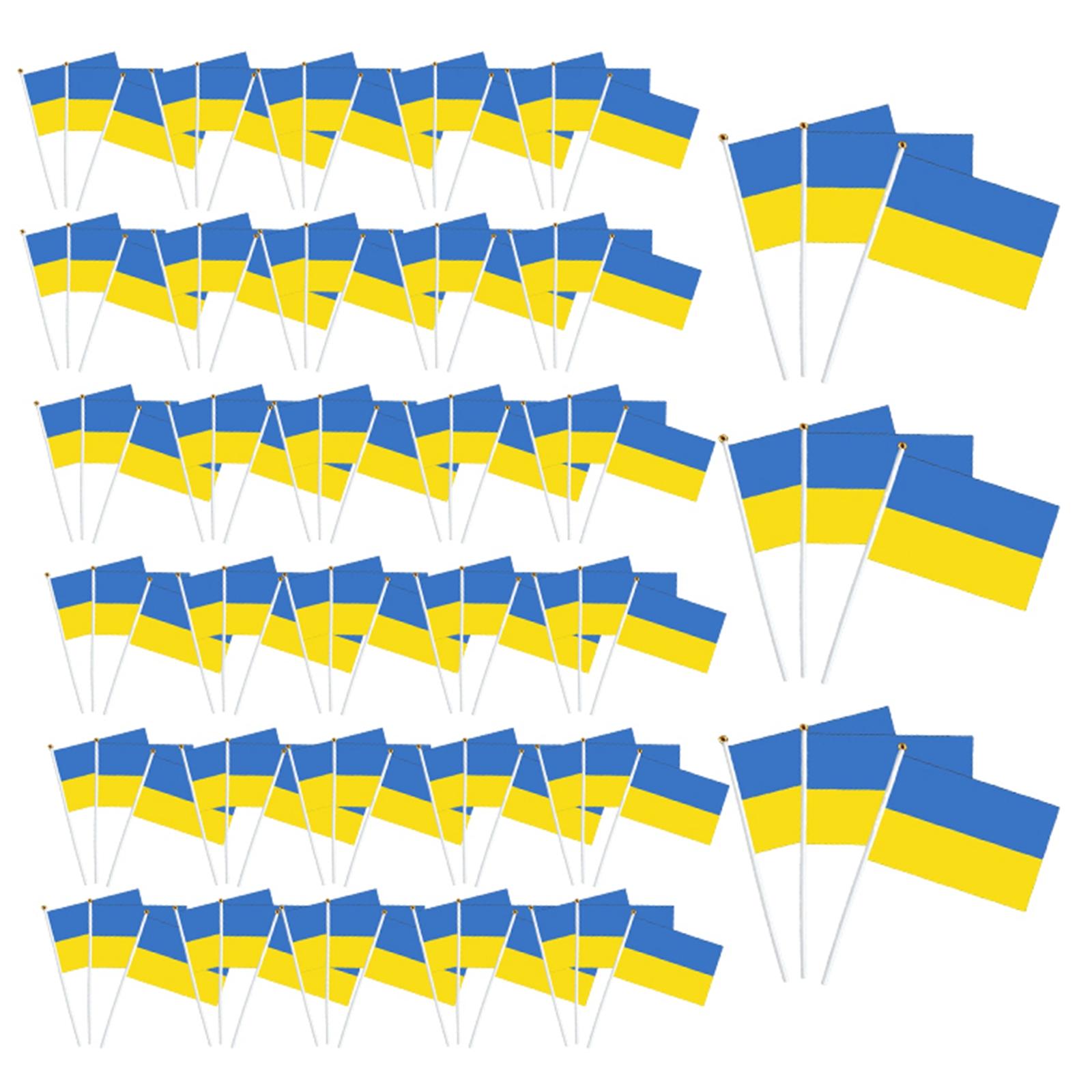 100 Pieces Ukraine Flag for Outdoor Garden Lawn Home Office Desk Tabletop