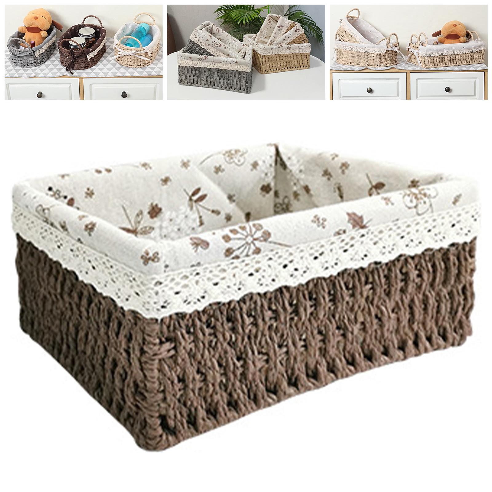Multipurpose Rattan Storage Basket Household Items for Tabletop Kitchen brown A