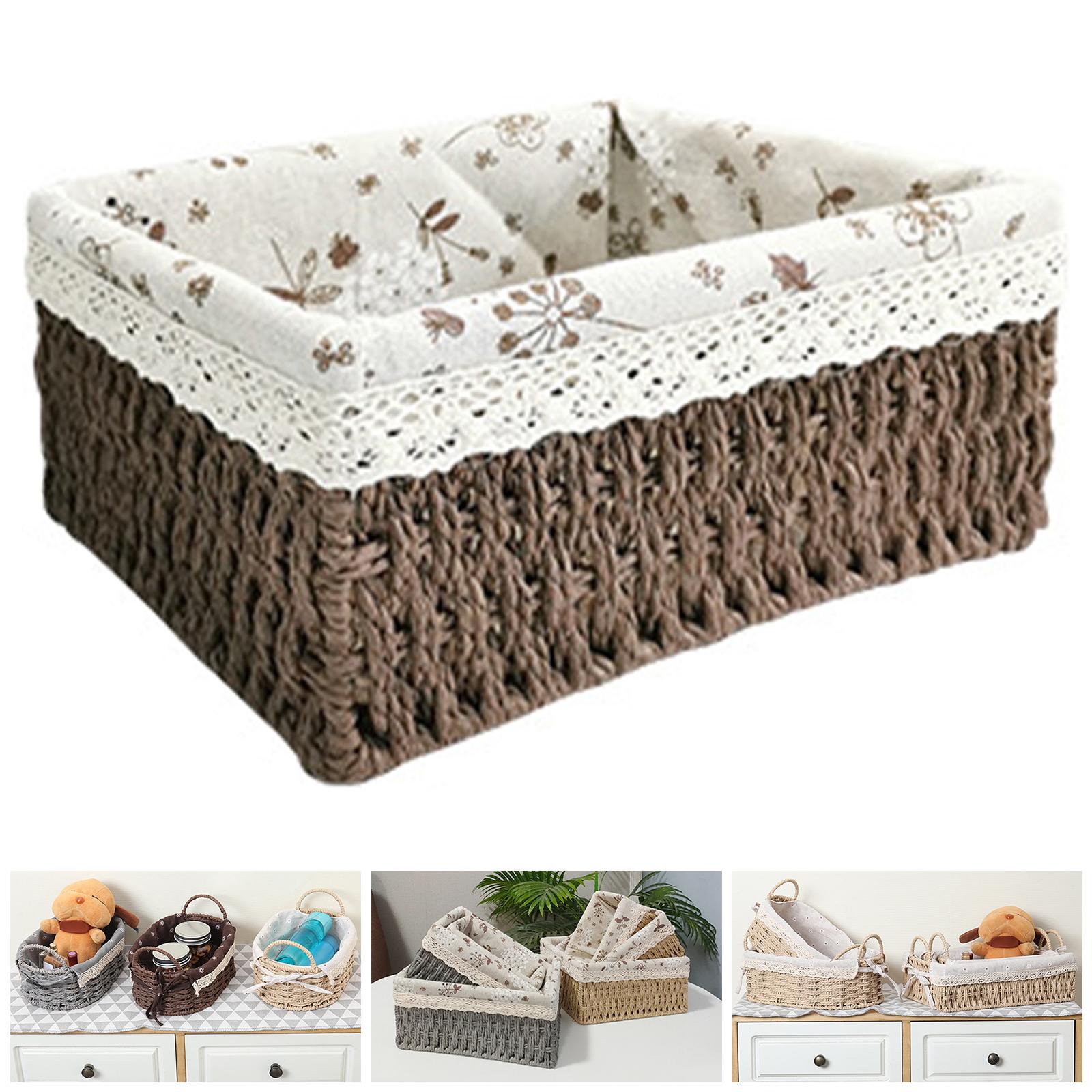 Multipurpose Rattan Storage Basket Household Items for Tabletop Kitchen brown A