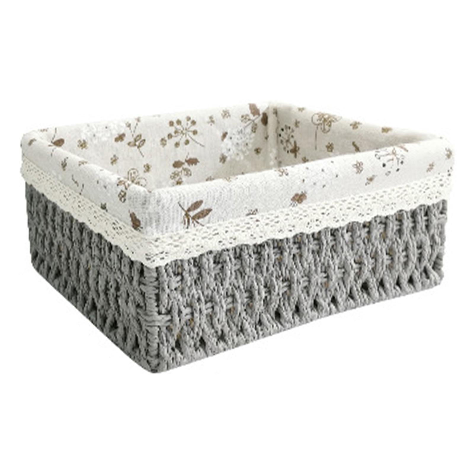 Multipurpose Rattan Storage Basket Household Items for Tabletop Kitchen medium grey A