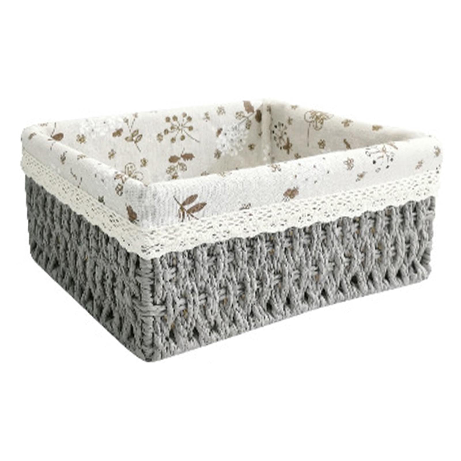 Multipurpose Rattan Storage Basket Household Items for Tabletop Kitchen medium grey A