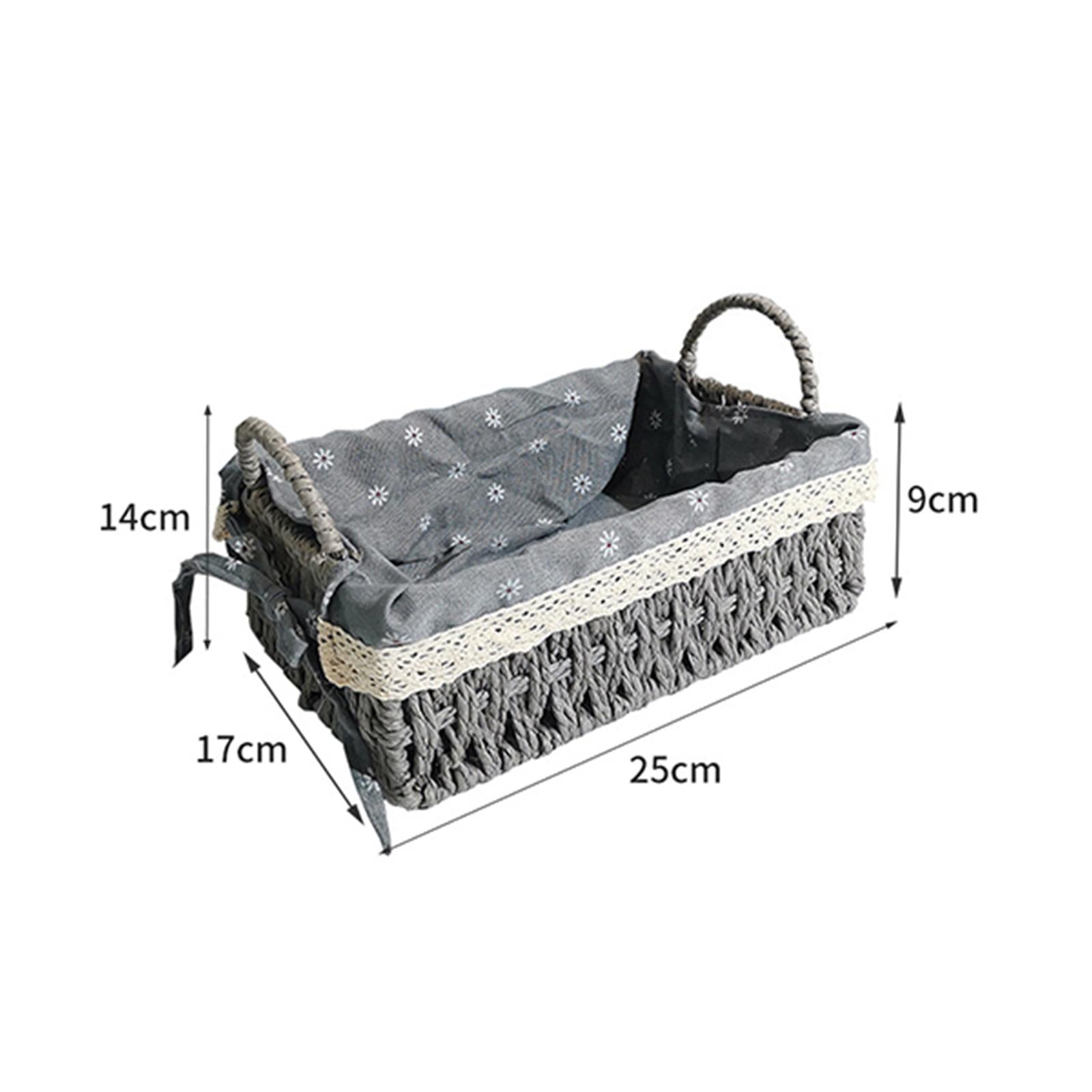 Multipurpose Rattan Storage Basket Household Items for Tabletop Kitchen medium grey B