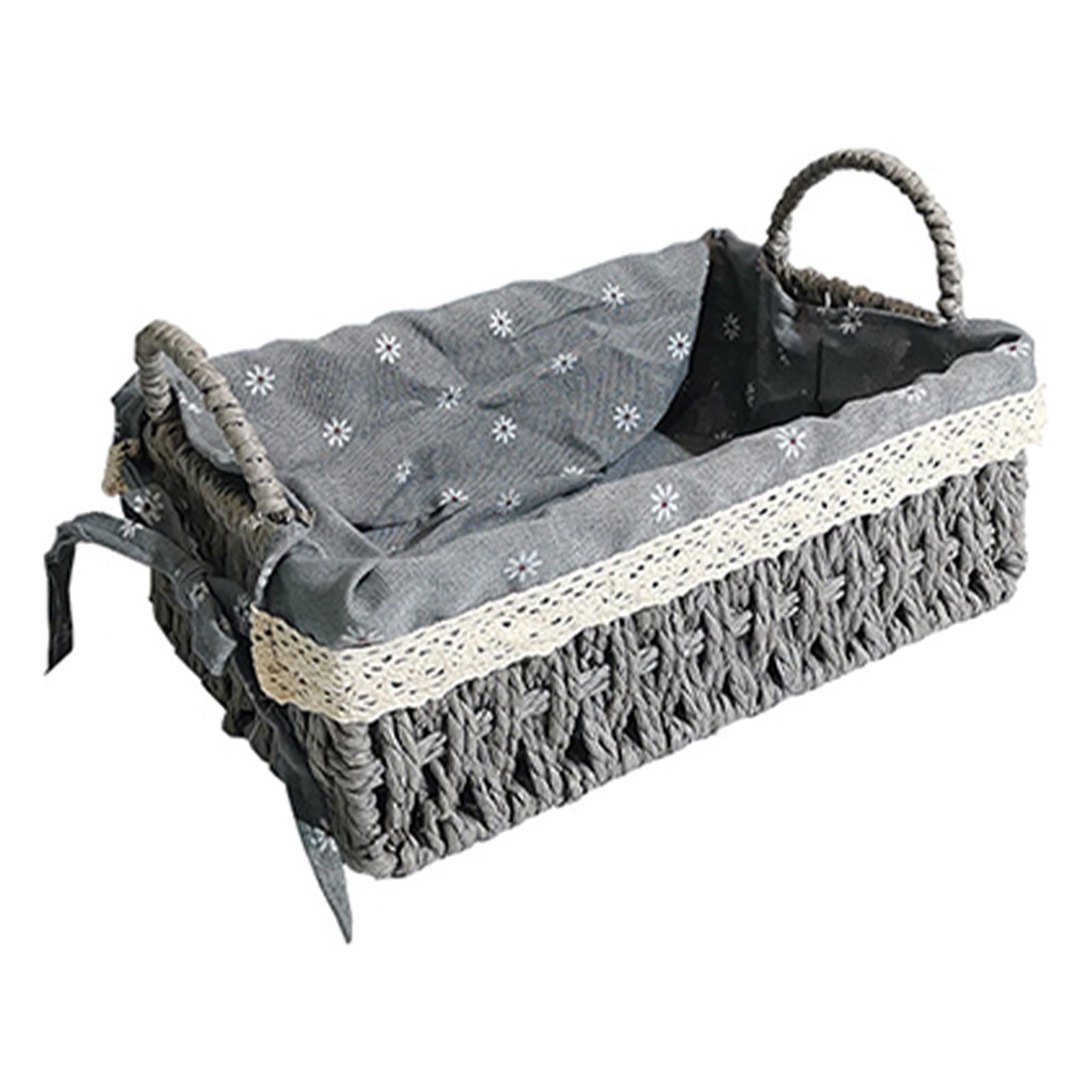 Multipurpose Rattan Storage Basket Household Items for Tabletop Kitchen medium grey B