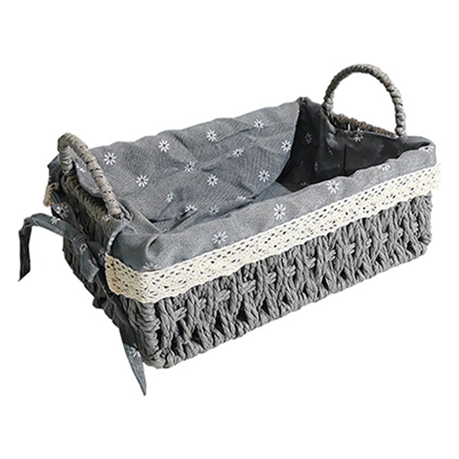 Multipurpose Rattan Storage Basket Household Items for Tabletop Kitchen medium grey B
