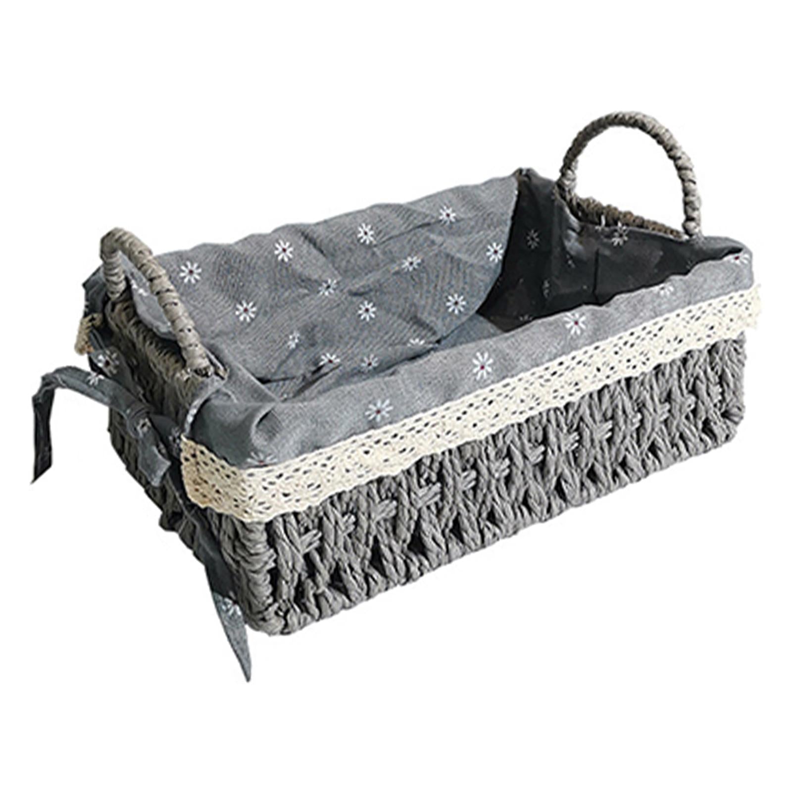 Multipurpose Rattan Storage Basket Household Items for Tabletop Kitchen medium grey B