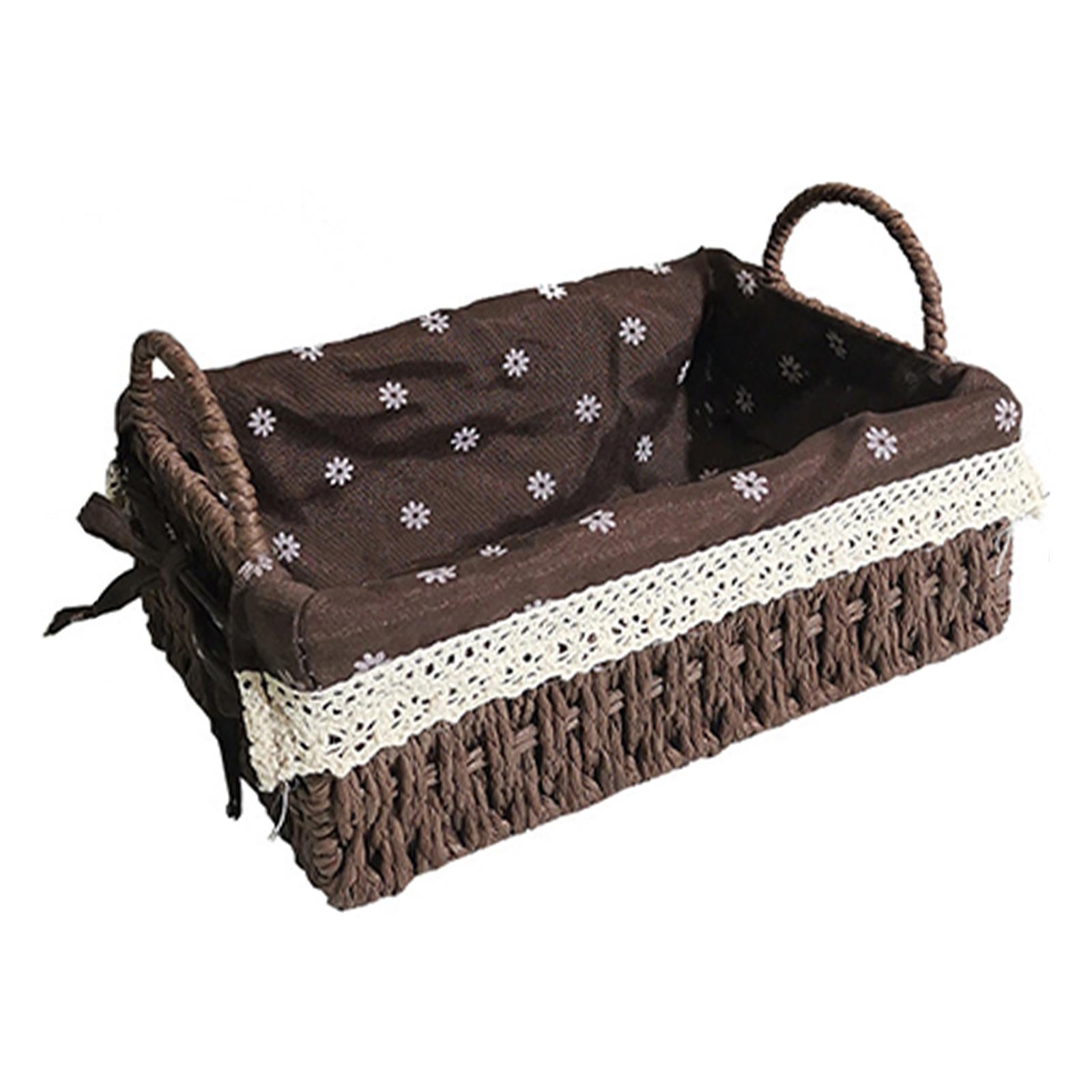 Multipurpose Rattan Storage Basket Household Items for Tabletop Kitchen brown B